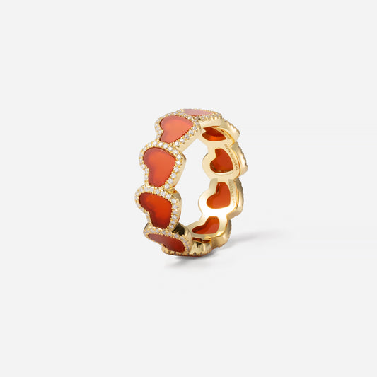 refined legacy collection / carnelian inlay heart halo ring K18YG