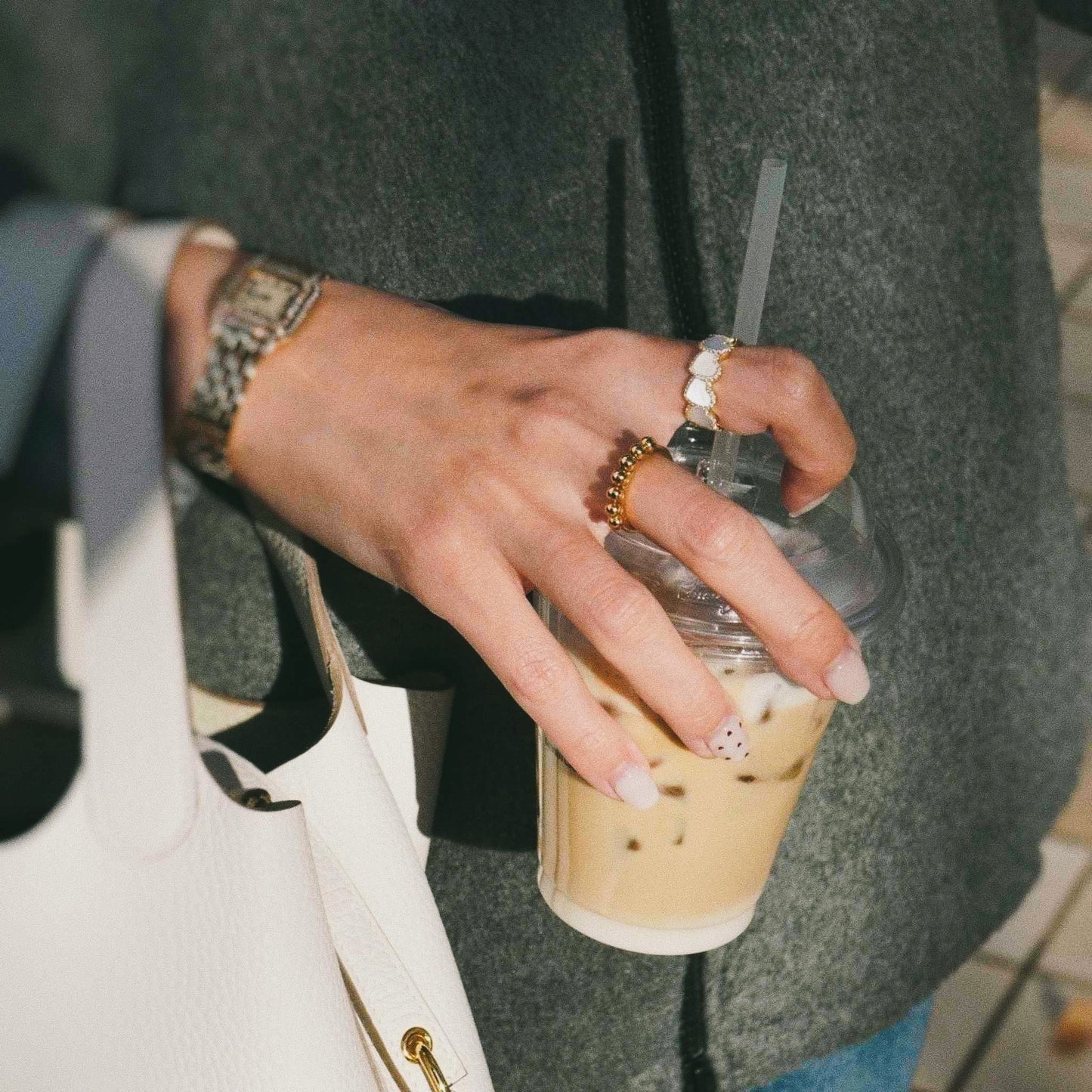 new basic collection / sculptural baby pearl ring
