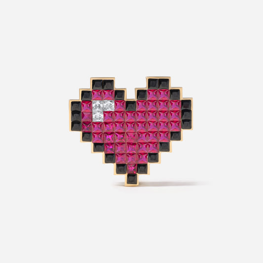 refined legacy collection / 8-bit heart Invisible setting brooch K18YG