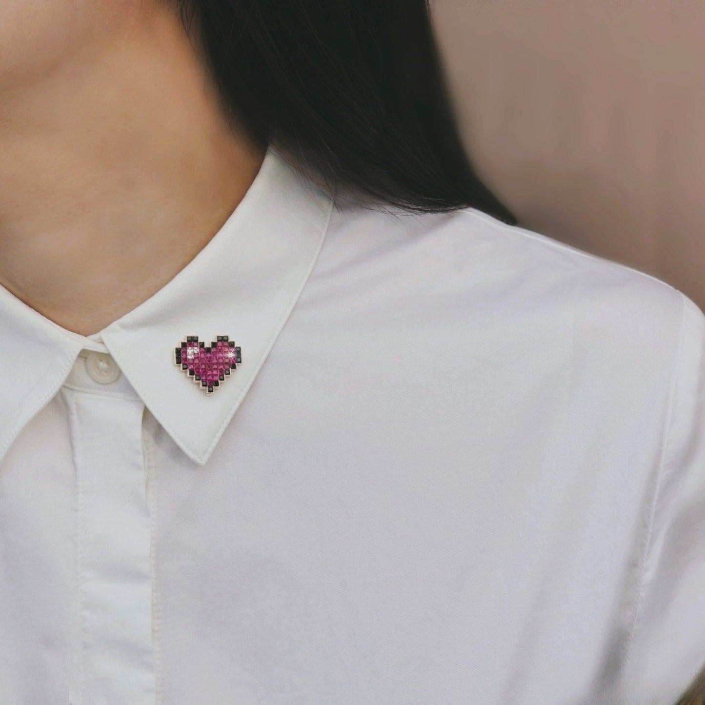refined legacy collection / 8-bit heart mystery setting brooch K18YG
