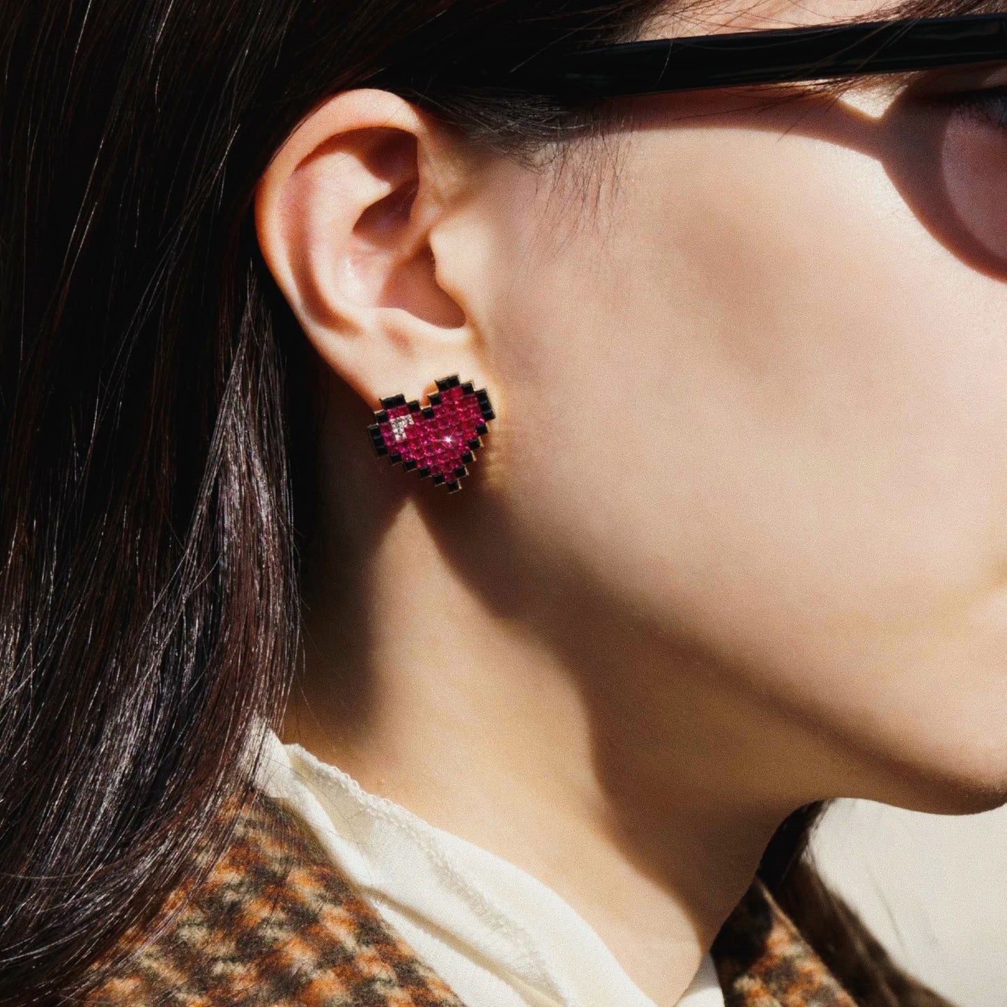 refined legacy collection / 8-bit heart mystery setting earring single K18YG