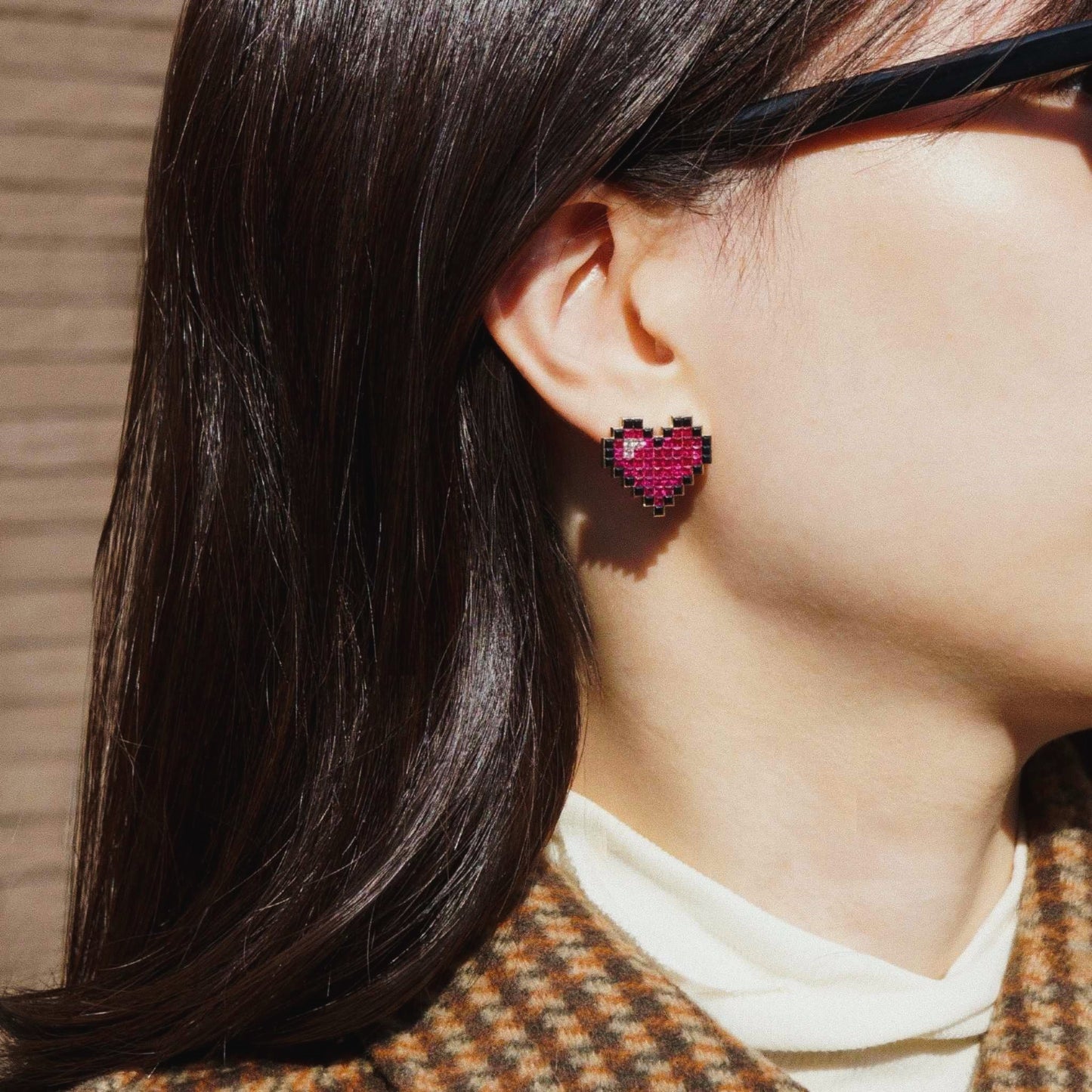 refined legacy collection / 8-bit heart mystery setting earring single K18YG