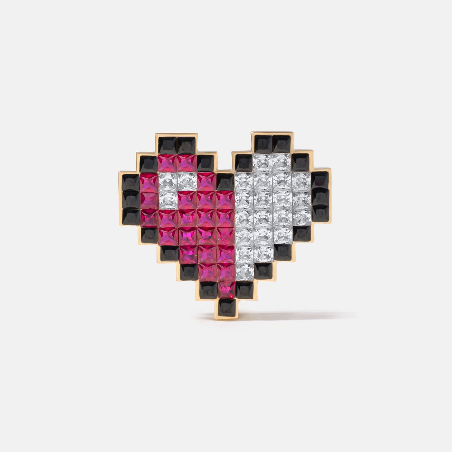 refined legacy collection / 8-bit low HP heart invisible setting brooch K18YG