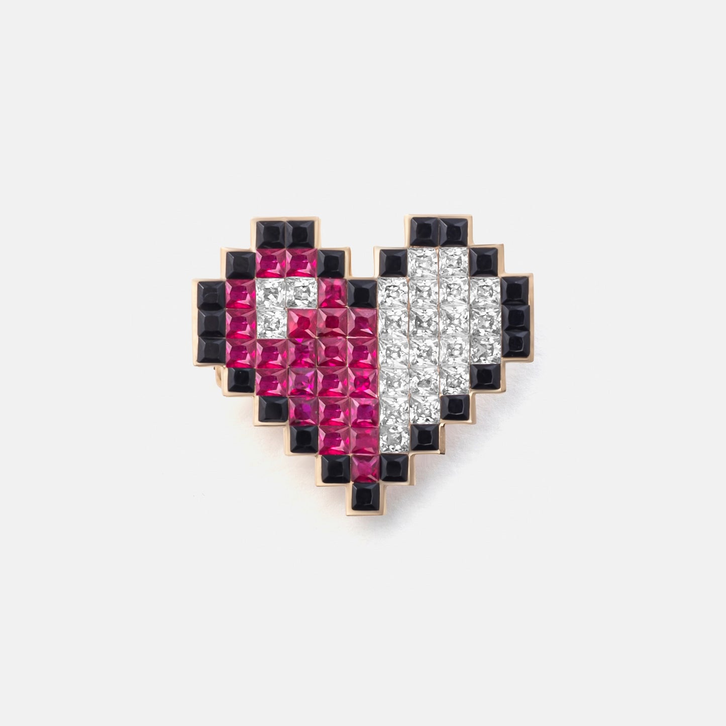 refined legacy collection / 8-bit low HP heart invisible setting brooch K18YG
