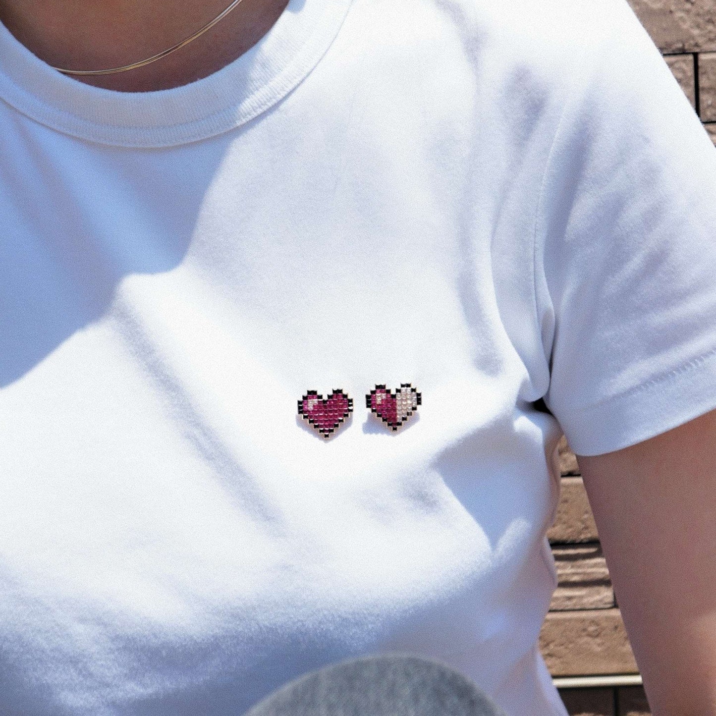 refined legacy collection / 8-bit low HP heart invisible setting brooch K18YG