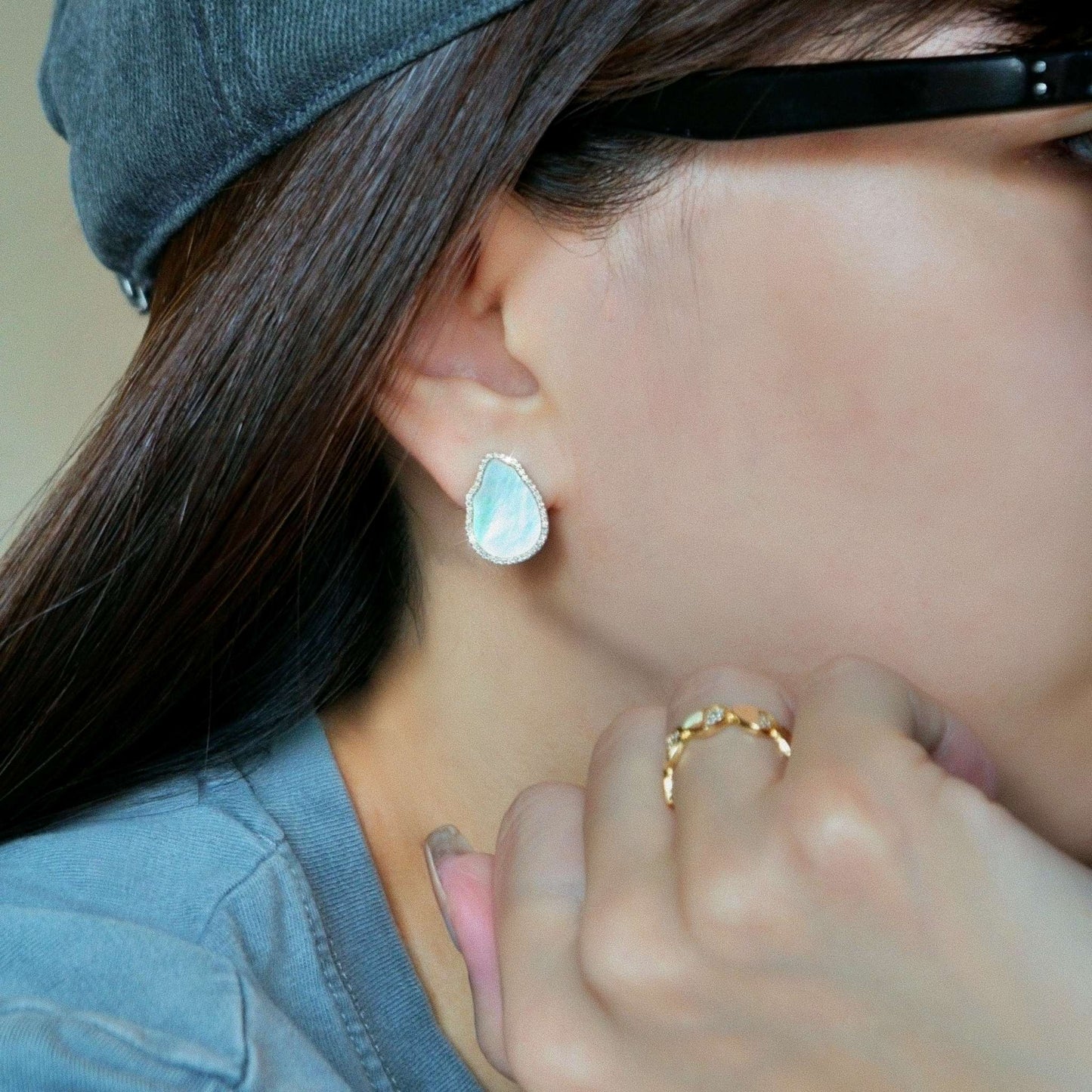 deja-vu collection / baroque in 2D diamond earring pair K18YG