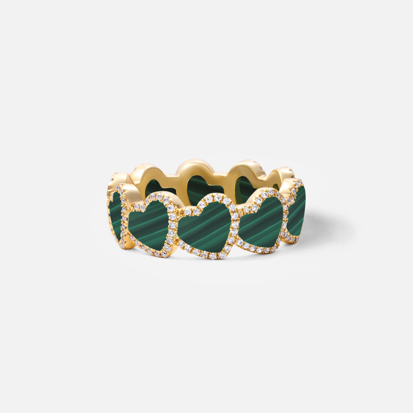 refined legacy collection / malachite inlay heart halo ring K18YG