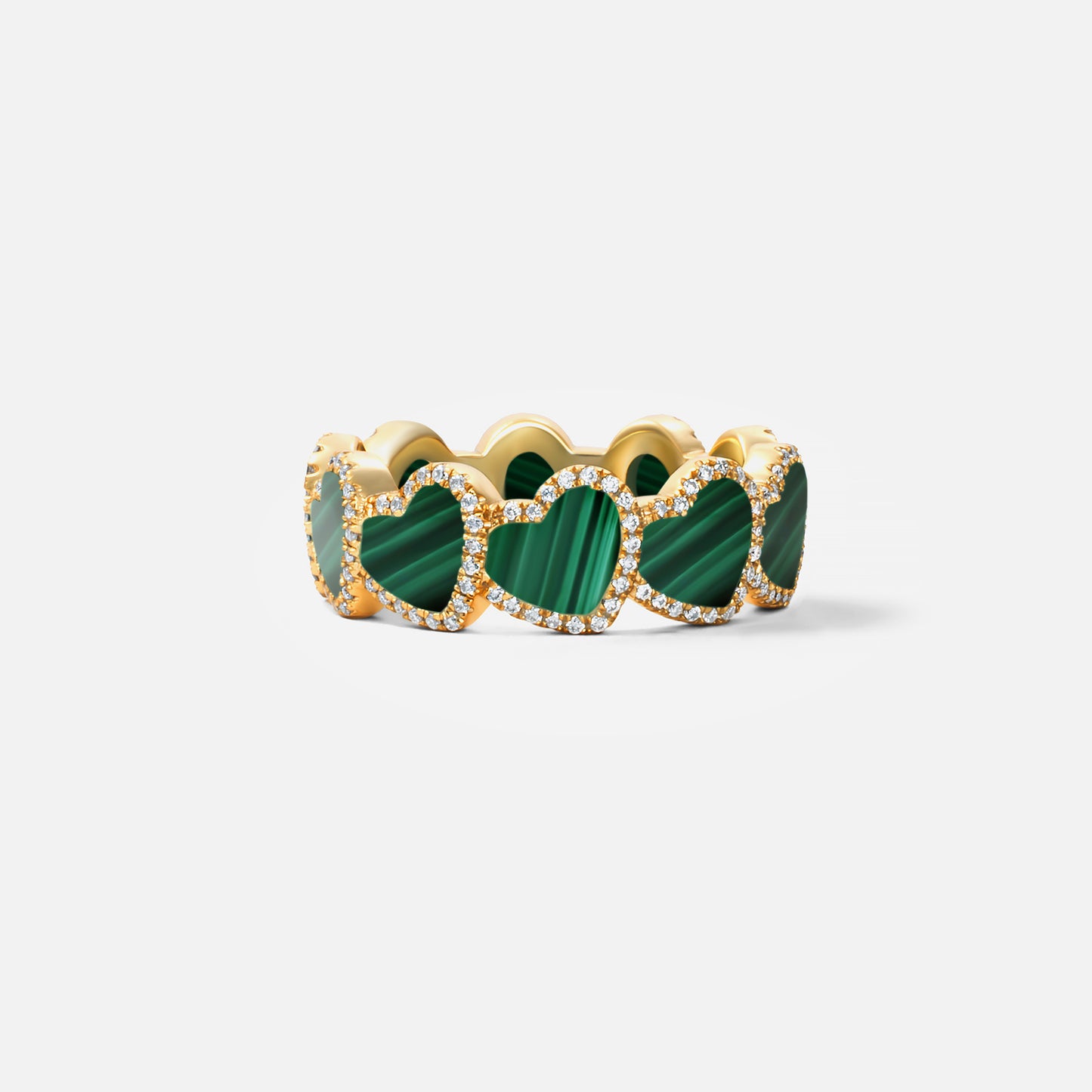 refined legacy collection / malachite inlay heart halo ring K18YG