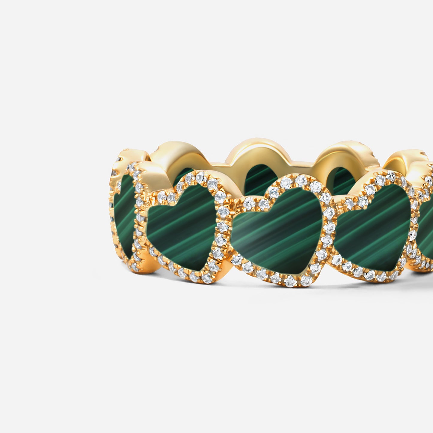 refined legacy collection / malachite inlay heart halo ring K18YG