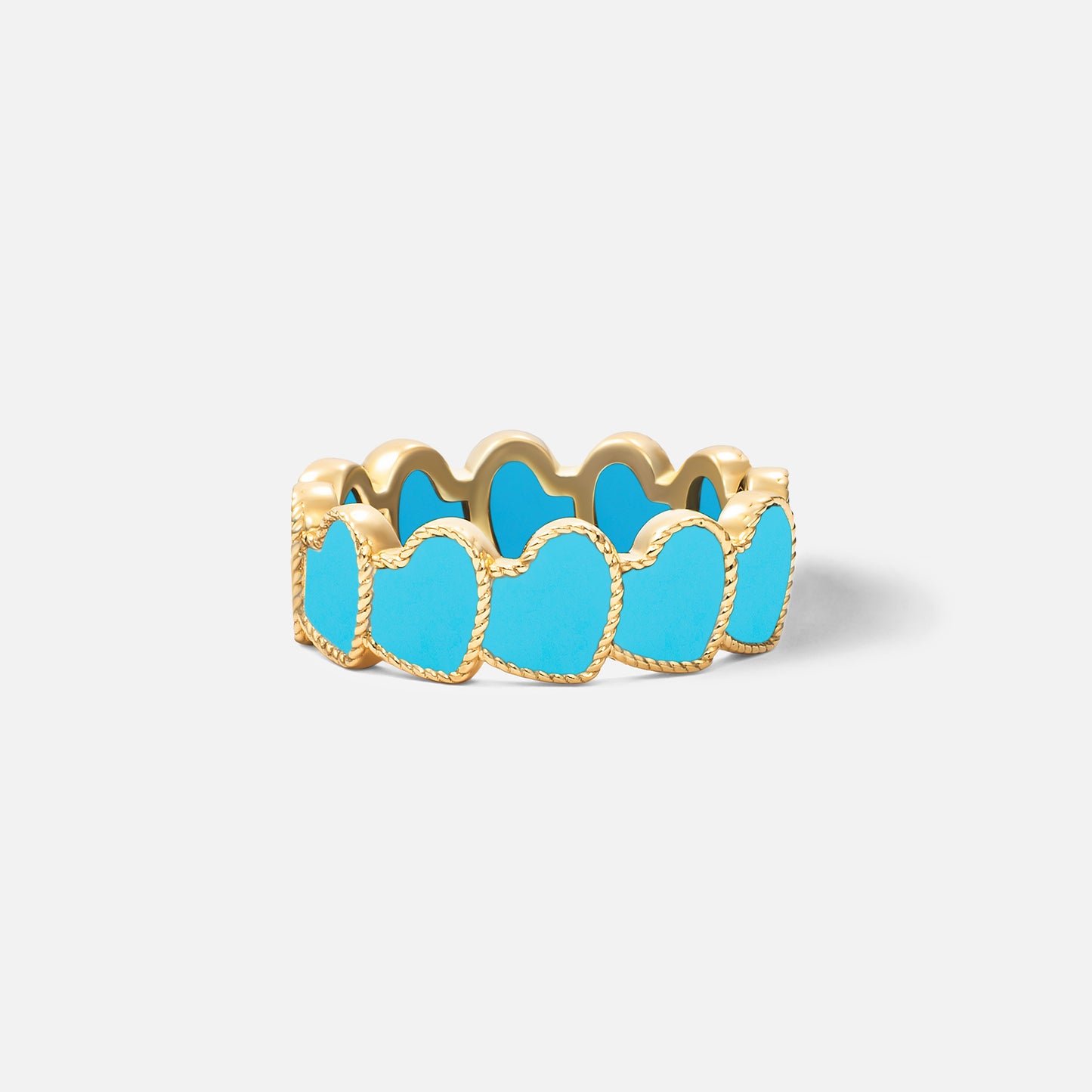 refined legacy collection / turquoise inlay rope heart ring K18YG