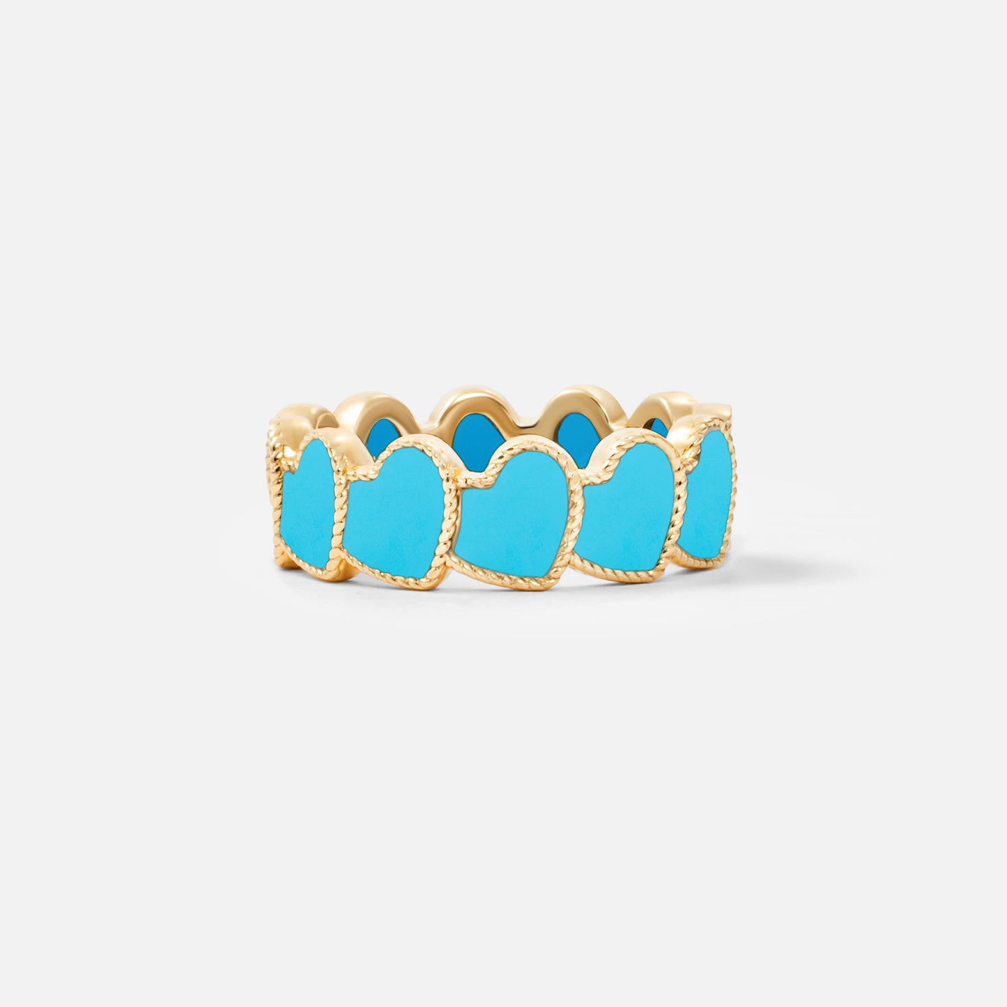 refined legacy collection / turquoise inlay rope heart ring K18YG