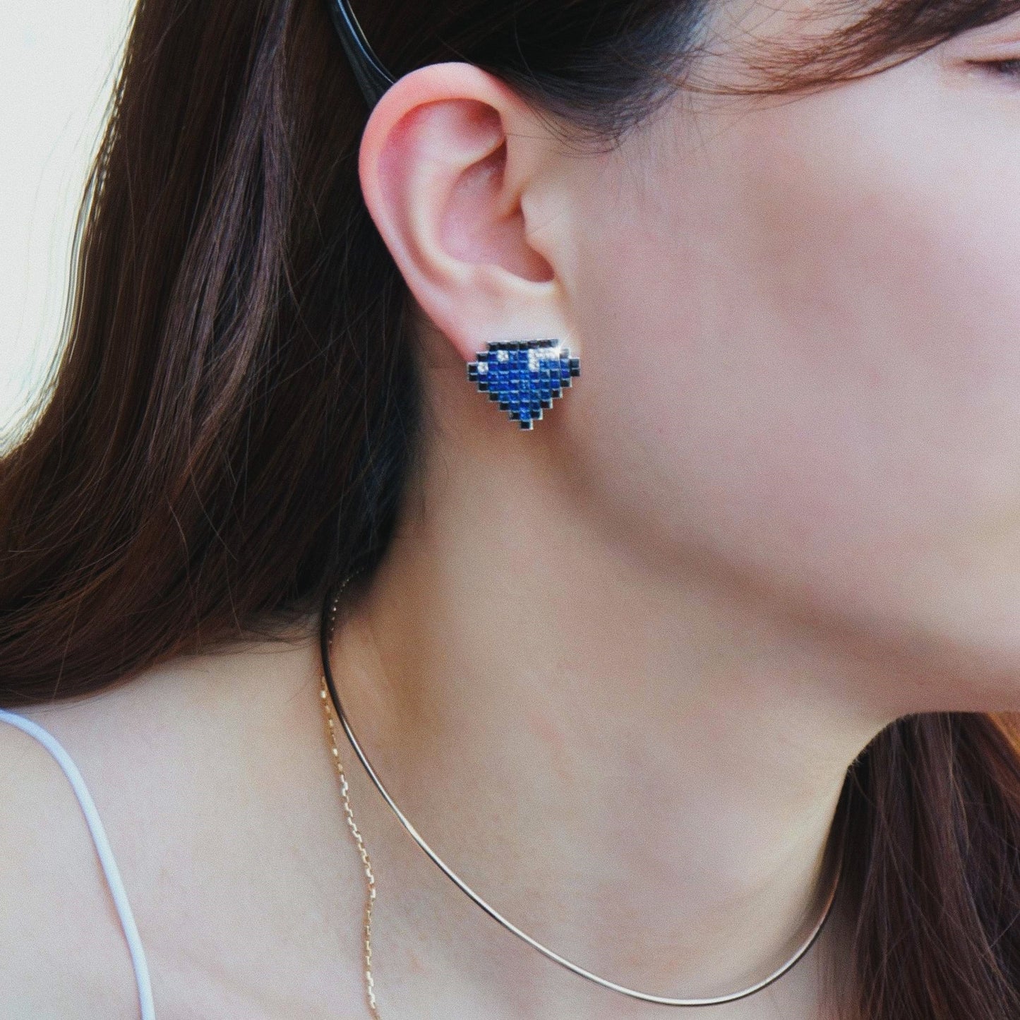 refined legacy collection / 8-bit bijou Invisible setting earring single K18WG