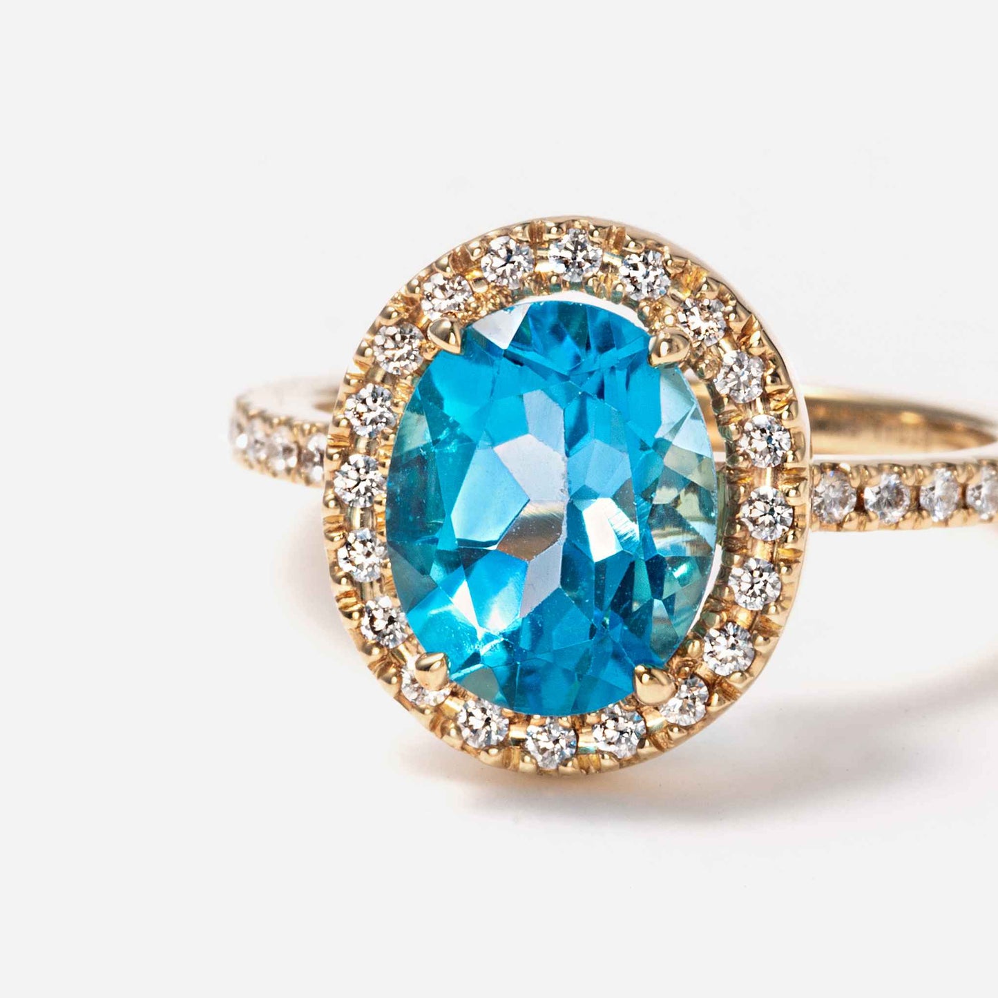 basic collection / blue topaz diamond stacking halo ring K18YG