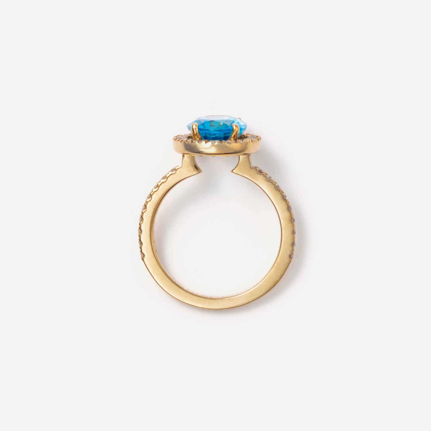 basic collection / blue topaz diamond stacking halo ring K18YG