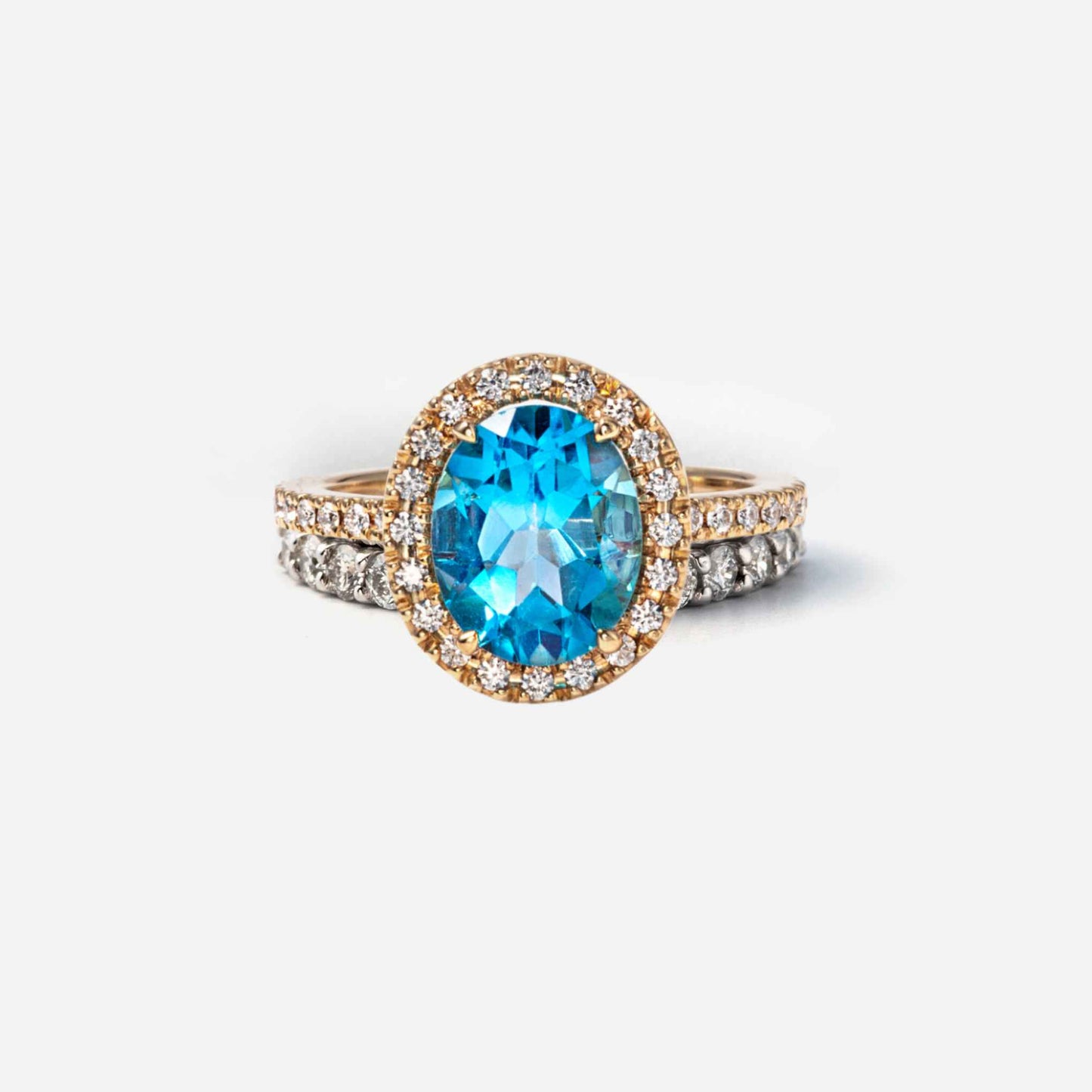 basic collection / blue topaz diamond stacking halo ring K18YG