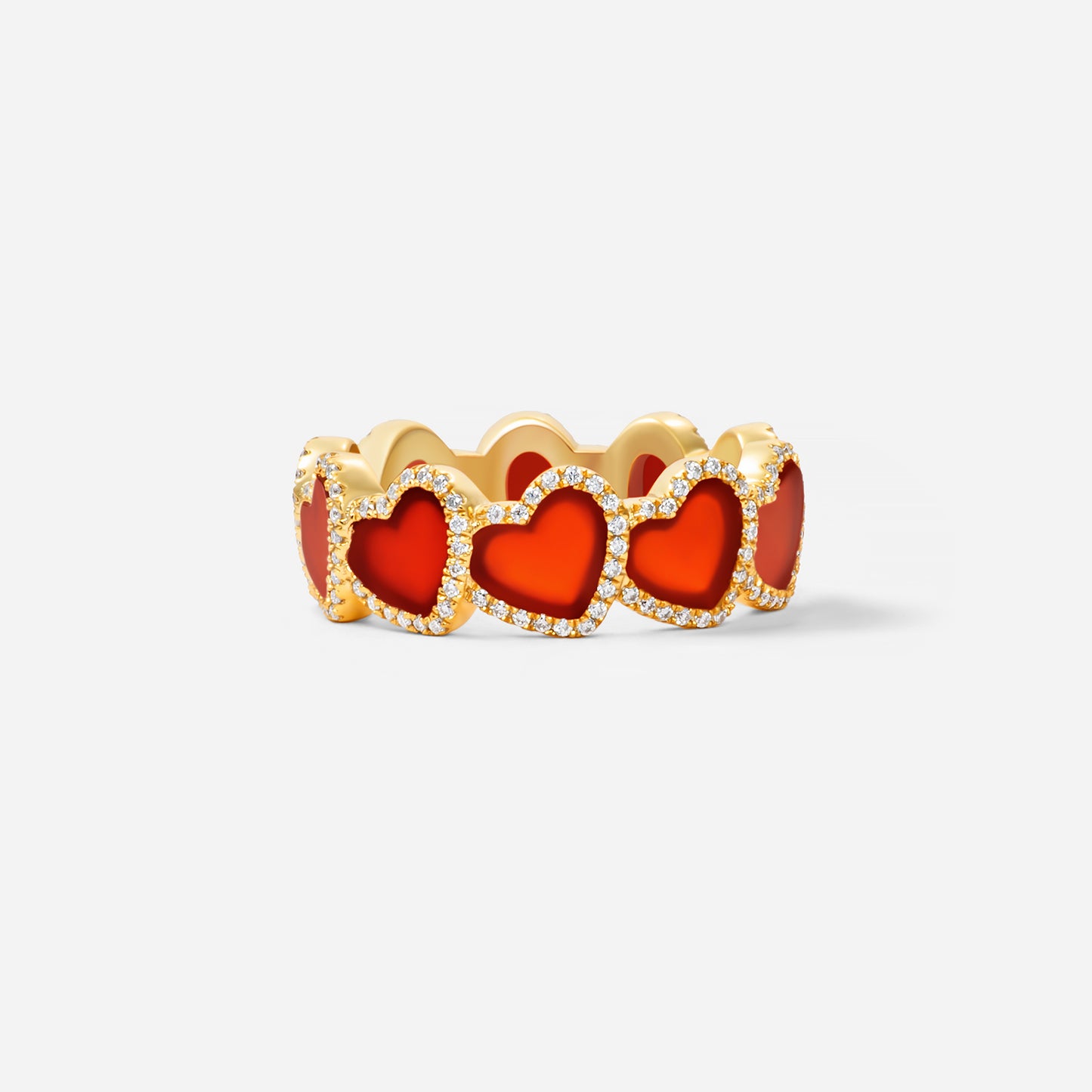 refined legacy collection / carnelian inlay heart halo ring K18YG