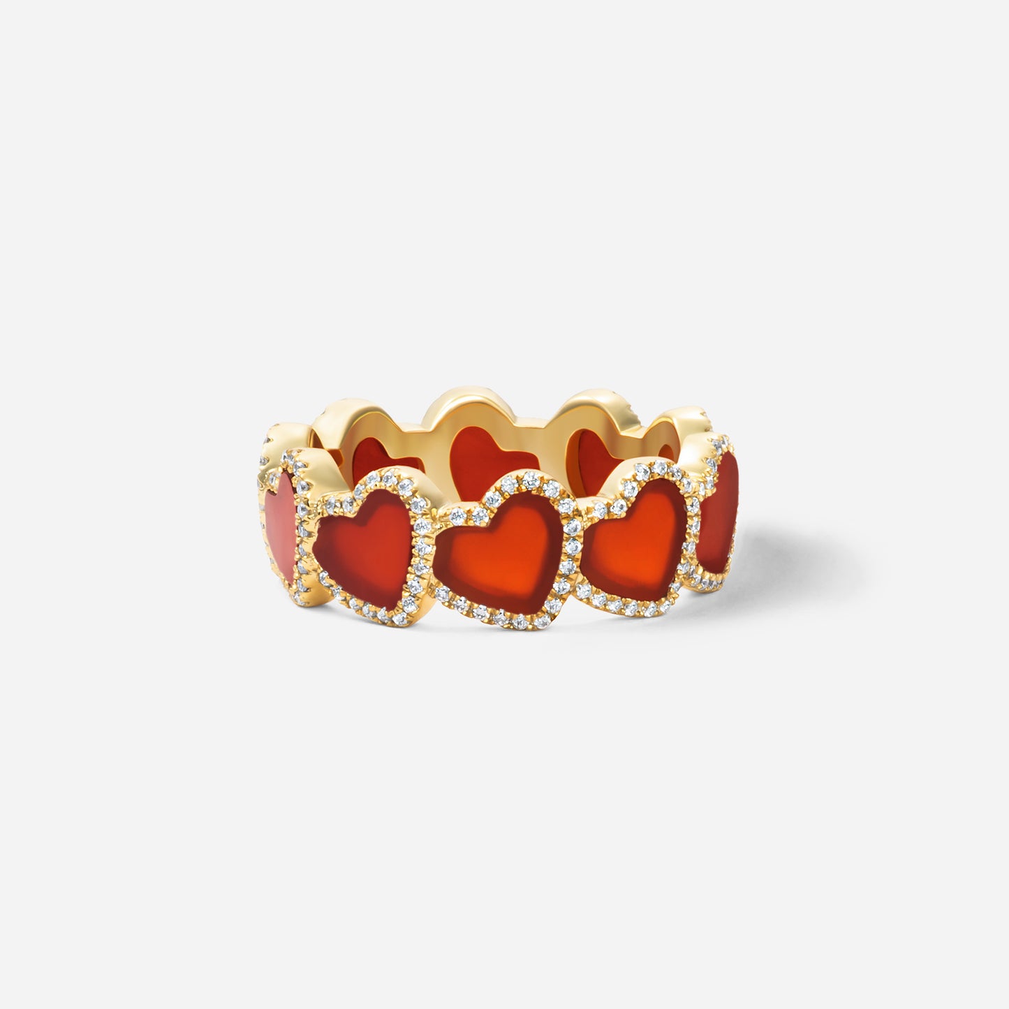 refined legacy collection / carnelian inlay heart halo ring K18YG