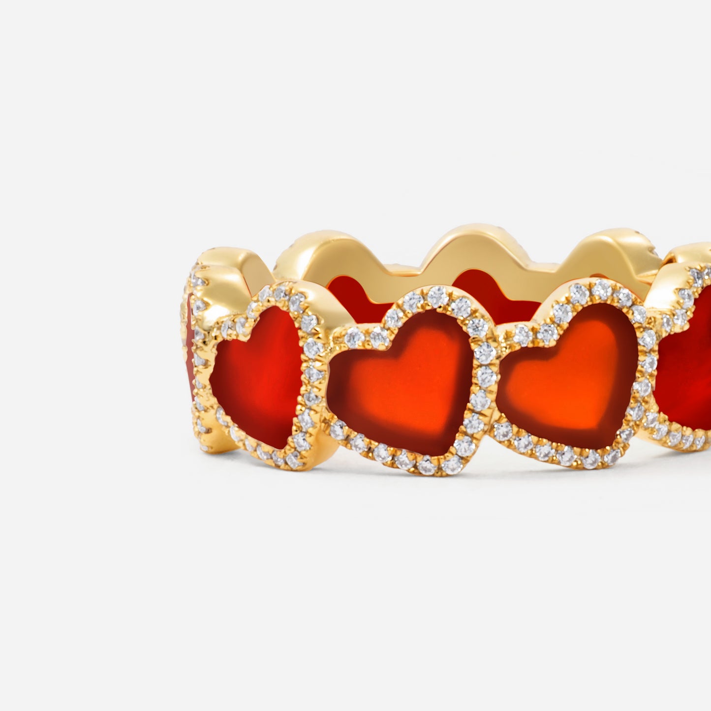 refined legacy collection / carnelian inlay heart halo ring K18YG