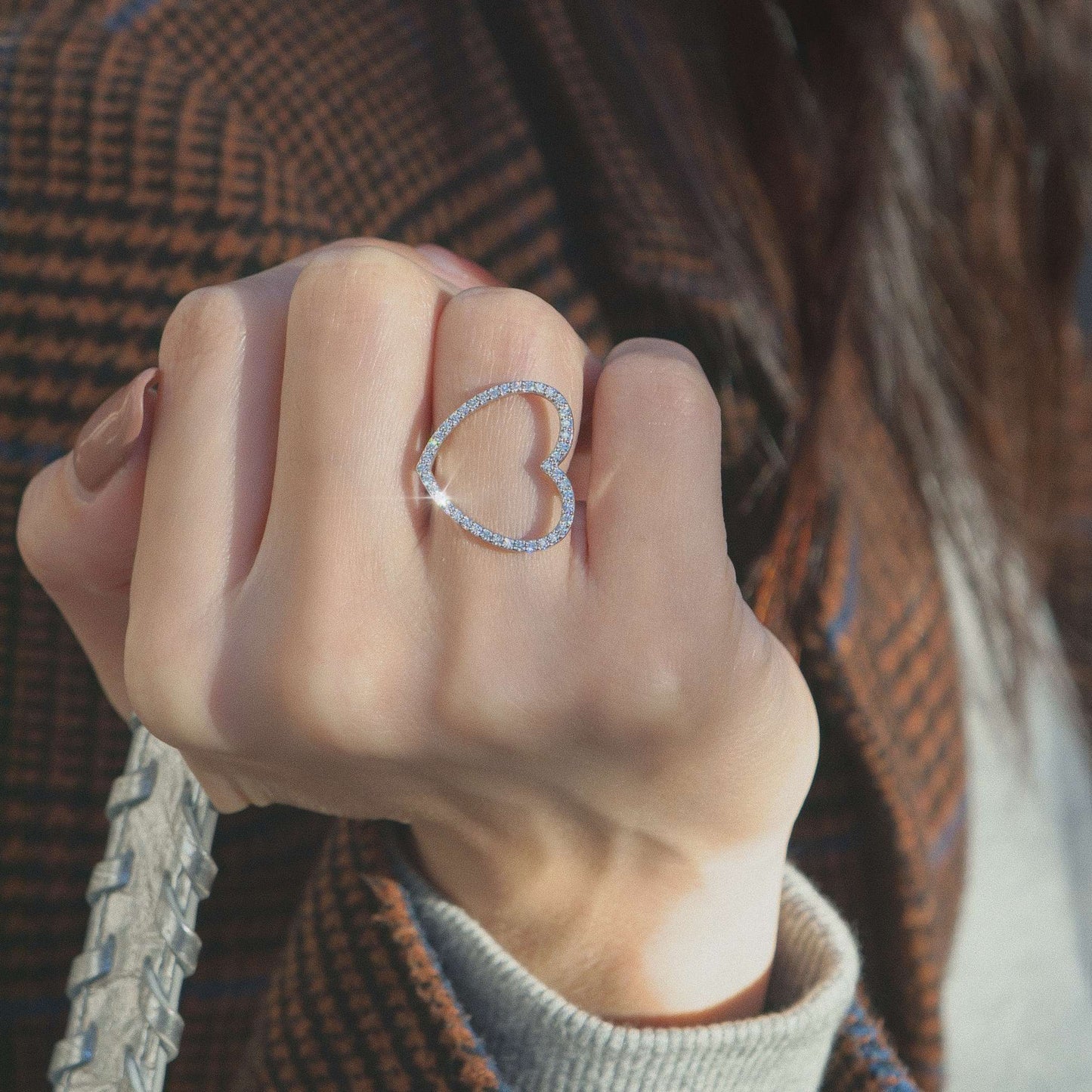 new basic collection / diamond twisted heartline ring K18WG
