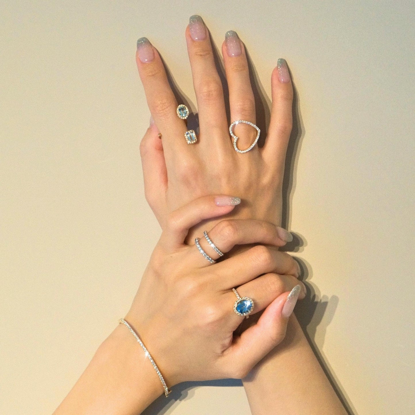 new basic collection / diamond twisted heartline ring K18YG