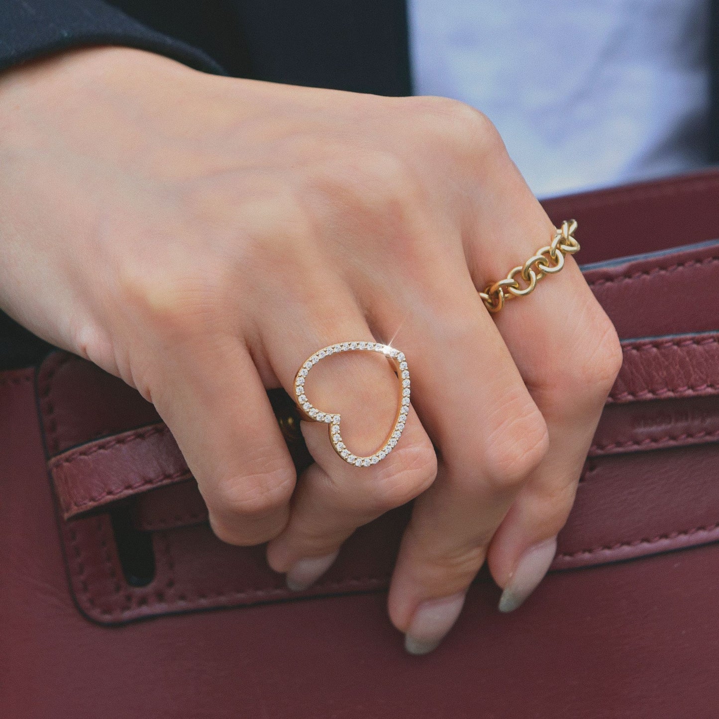 new basic collection / diamond twisted heartline ring K18YG