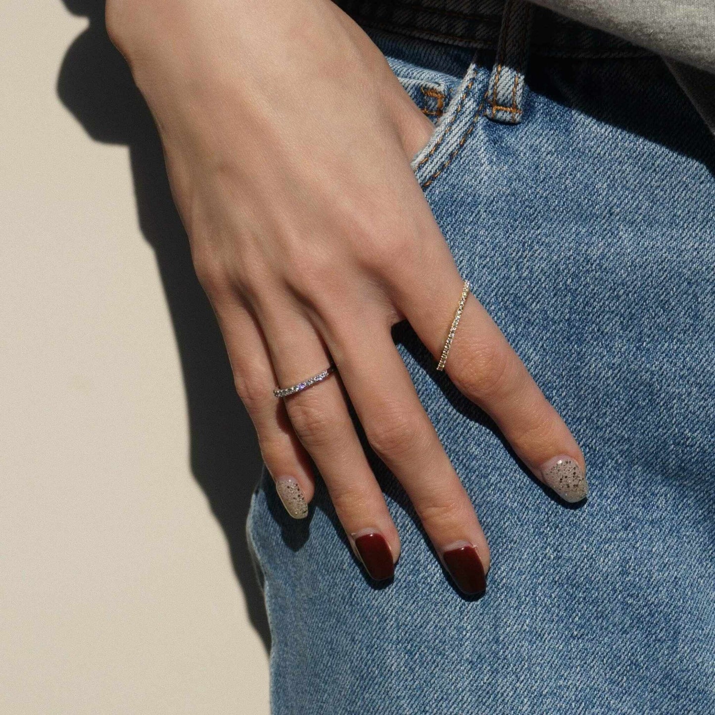new basic collection / diamond slash half eternity ring Pt950