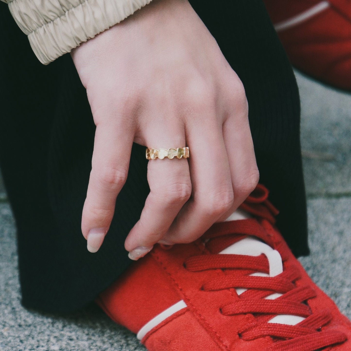 eternel heart collection / guilloché rope heart ring K18YG