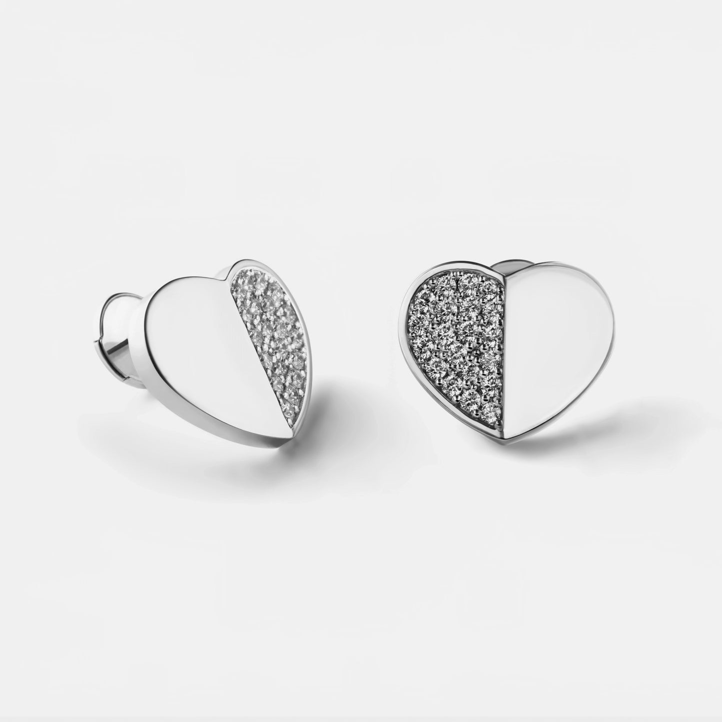 refined legacy collection / folded heart pave diamond earrings large pair K18WG