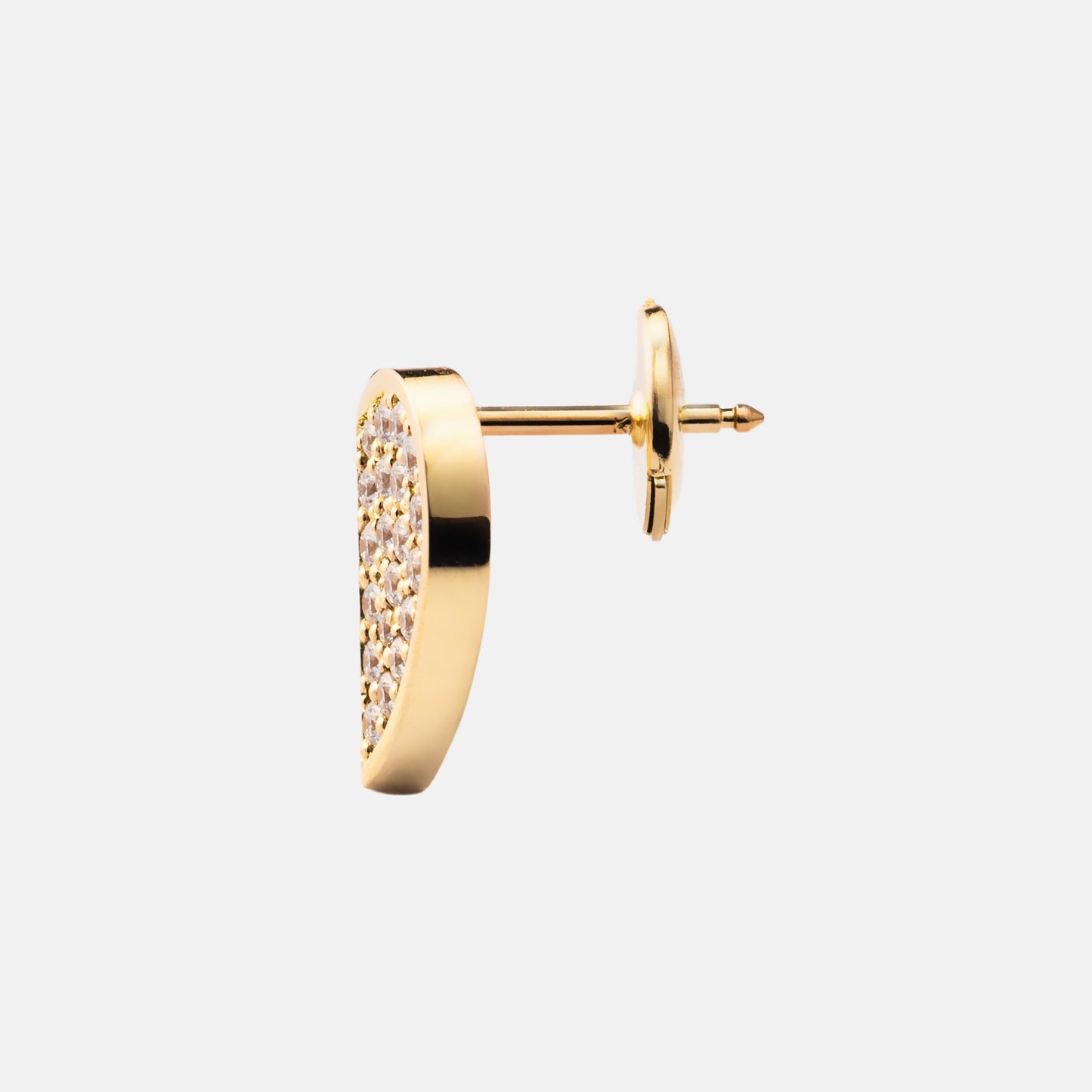 refined legacy collection / folded heart pave diamond earring large single K18YG