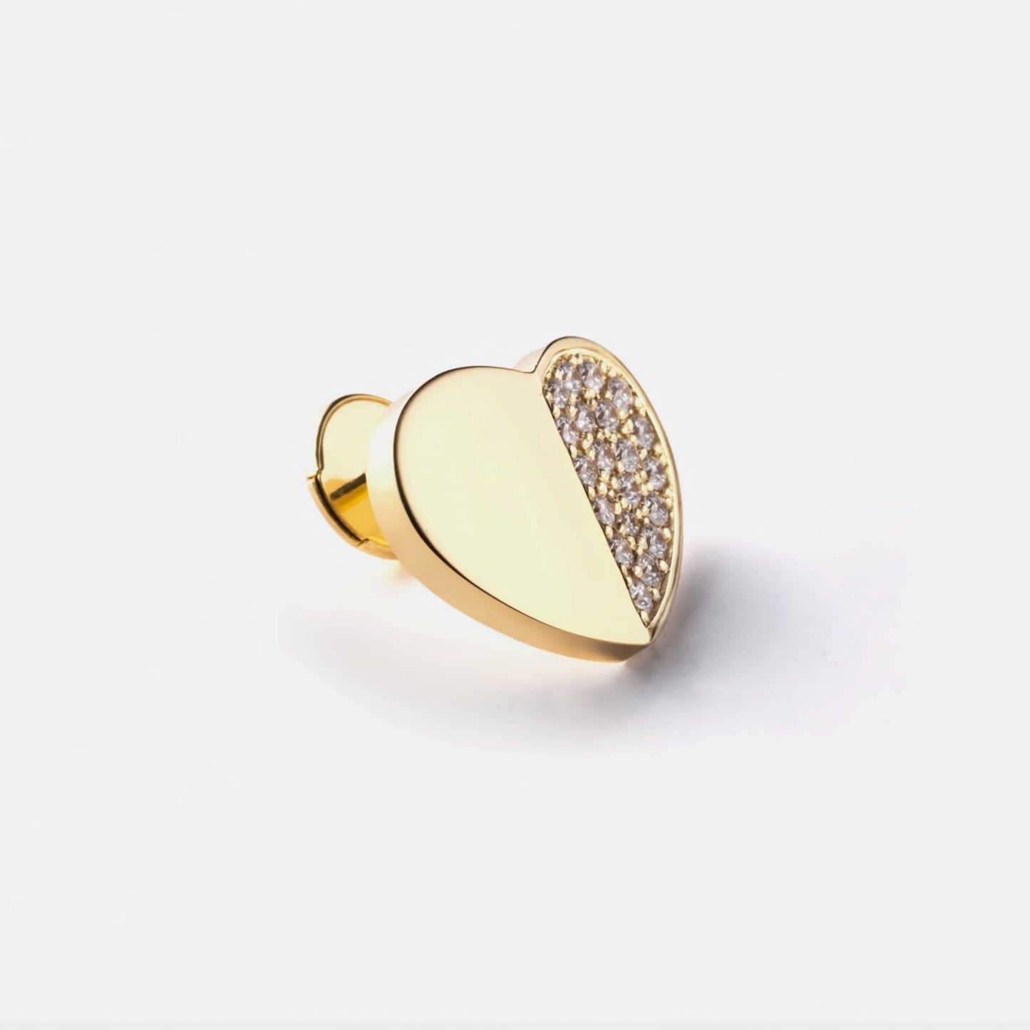 refined legacy collection / folded heart pave diamond earring large single K18YG