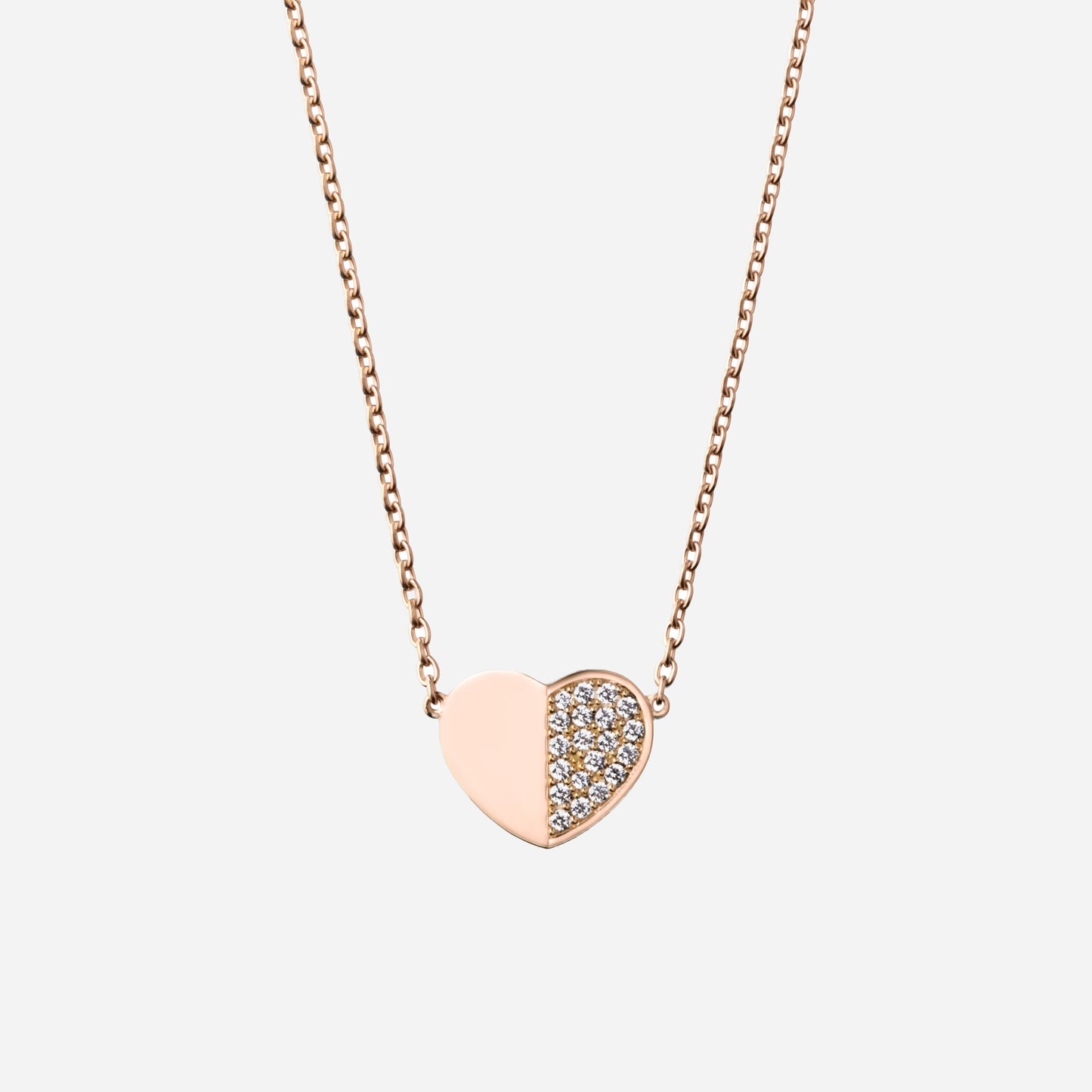 refined legacy collection / folded heart pave diamond necklace large K18PG