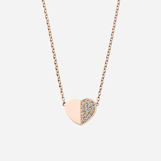refined legacy collection / folded heart pave diamond necklace large K18PG