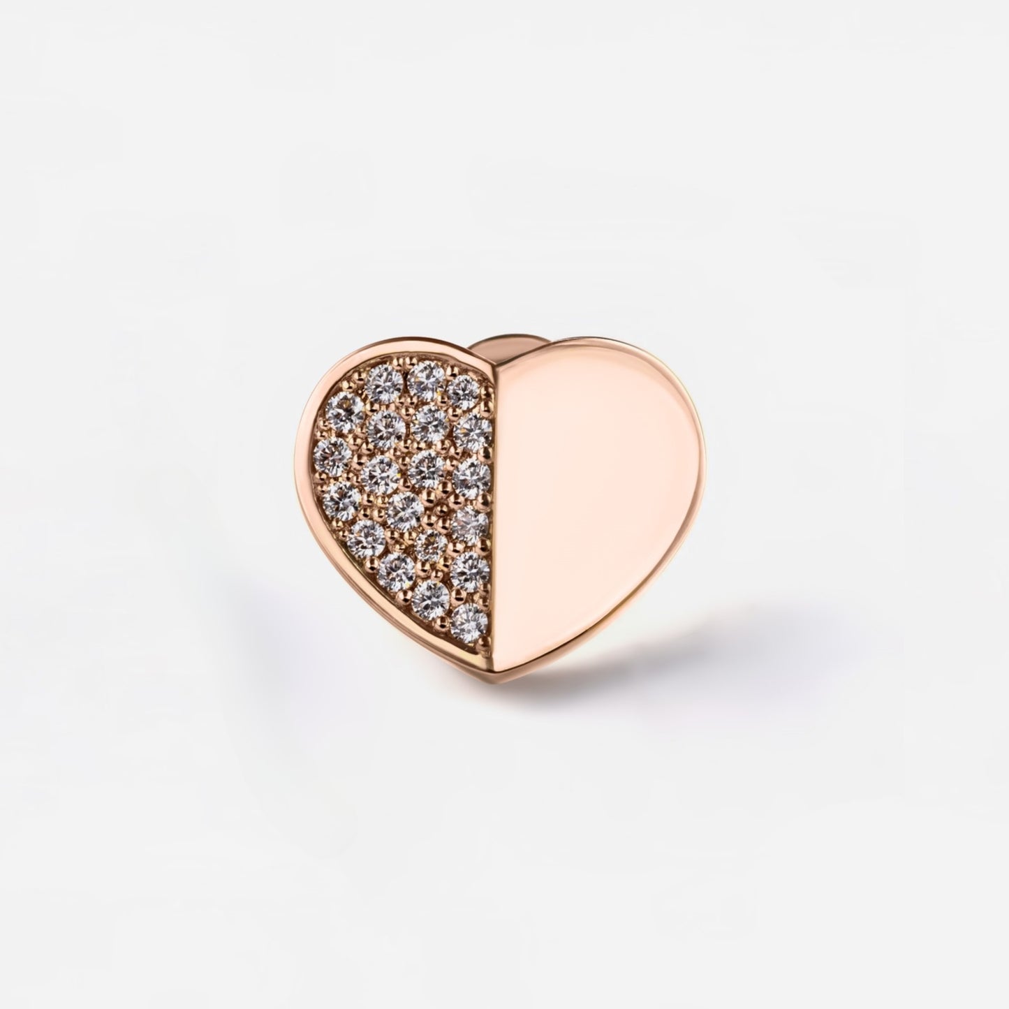 refined legacy collection / folded heart pave diamond earring large single K18PG