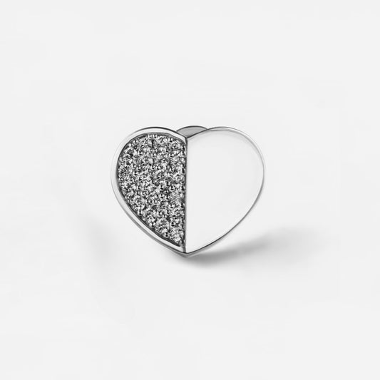 refined legacy collection / folded heart pave diamond earring large single K18WG