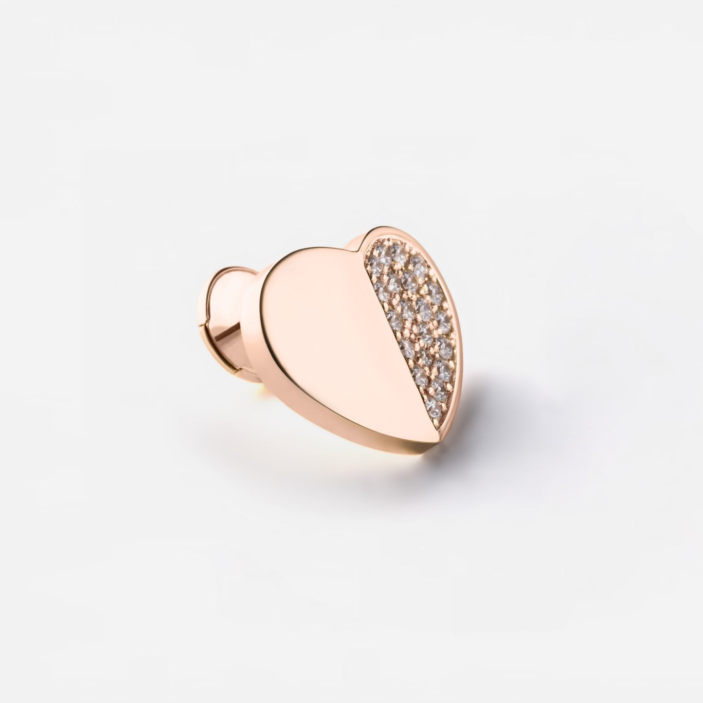 refined legacy collection / folded heart pave diamond earring large single K18PG