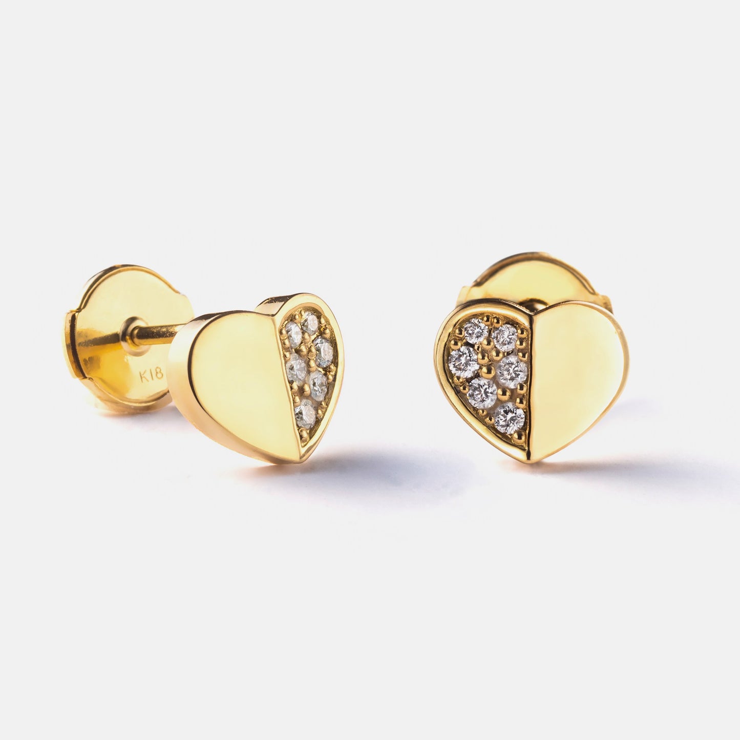 refined legacy collection / folded heart pave diamond earrings medium pair K18YG