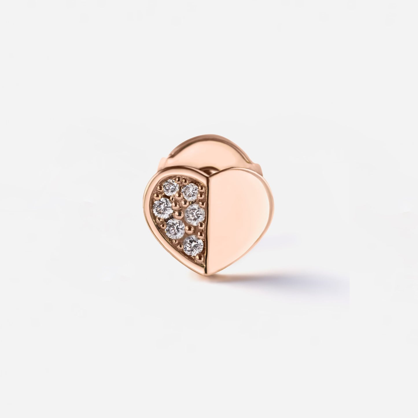 refined legacy collection / folded heart pave diamond earring medium single K18PG