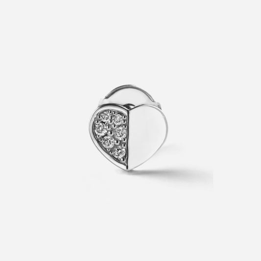 refined legacy collection / folded heart pave diamond earring medium single K18WG