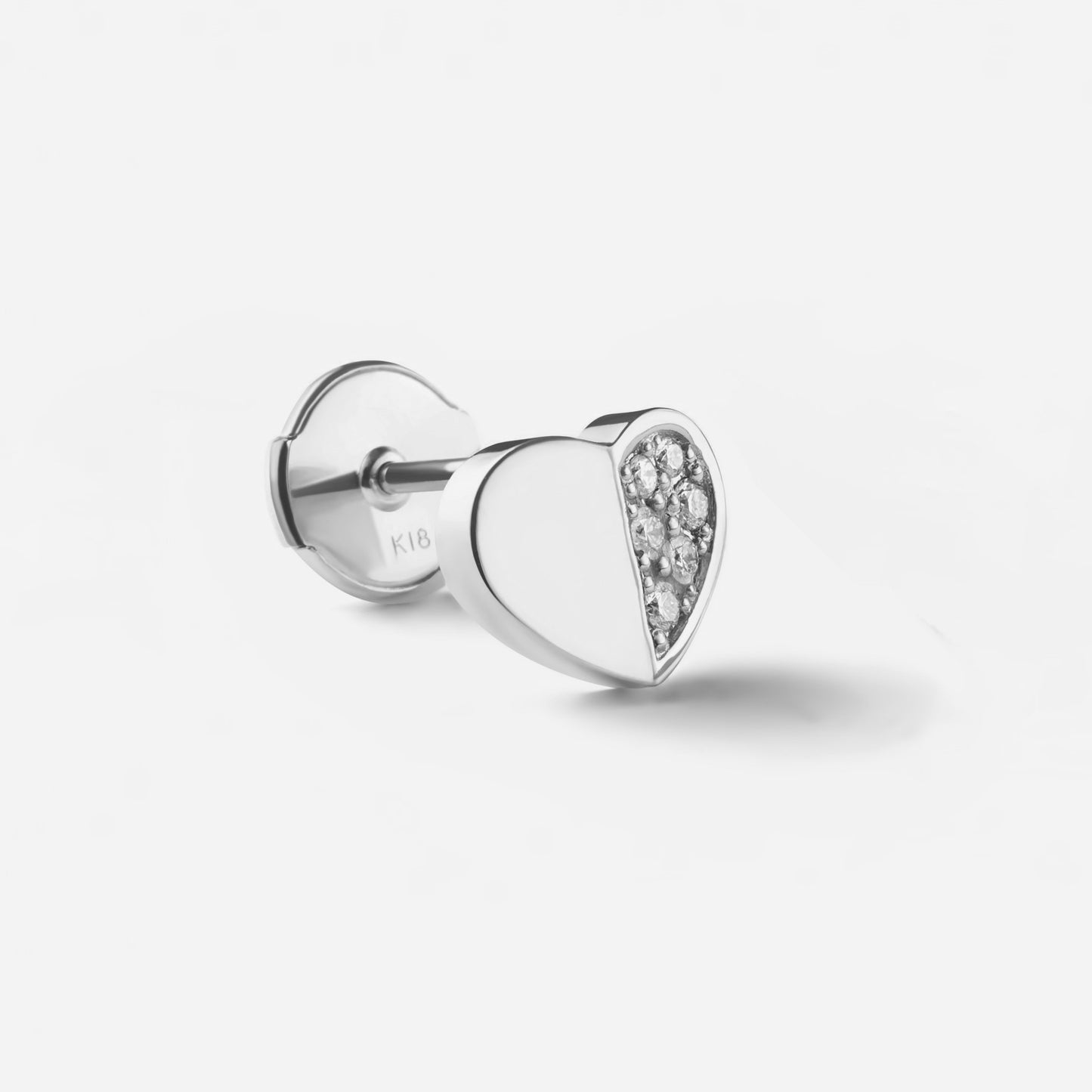 refined legacy collection / folded heart pave diamond earring medium single K18WG