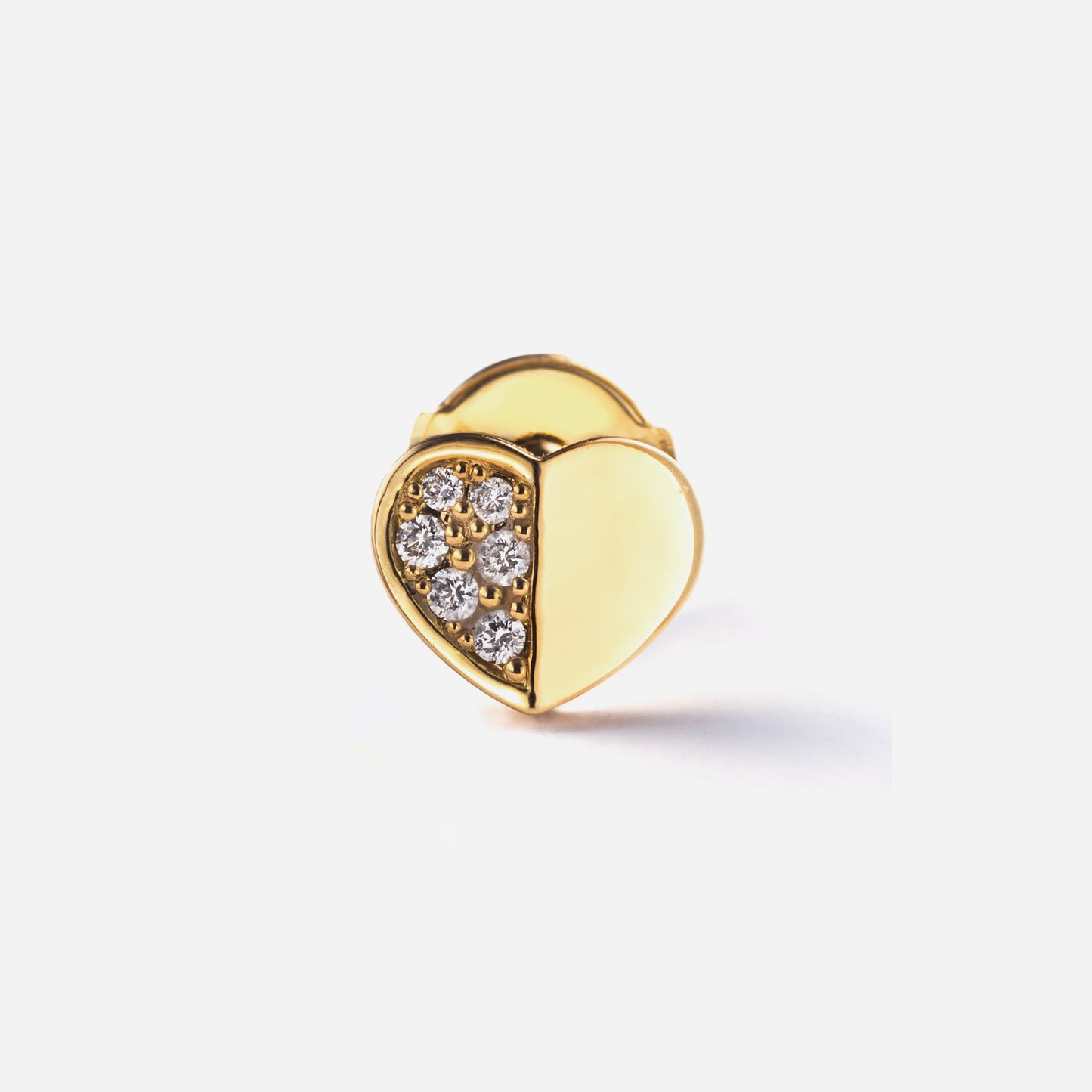 refined legacy collection / folded heart pave diamond earring medium single K18YG