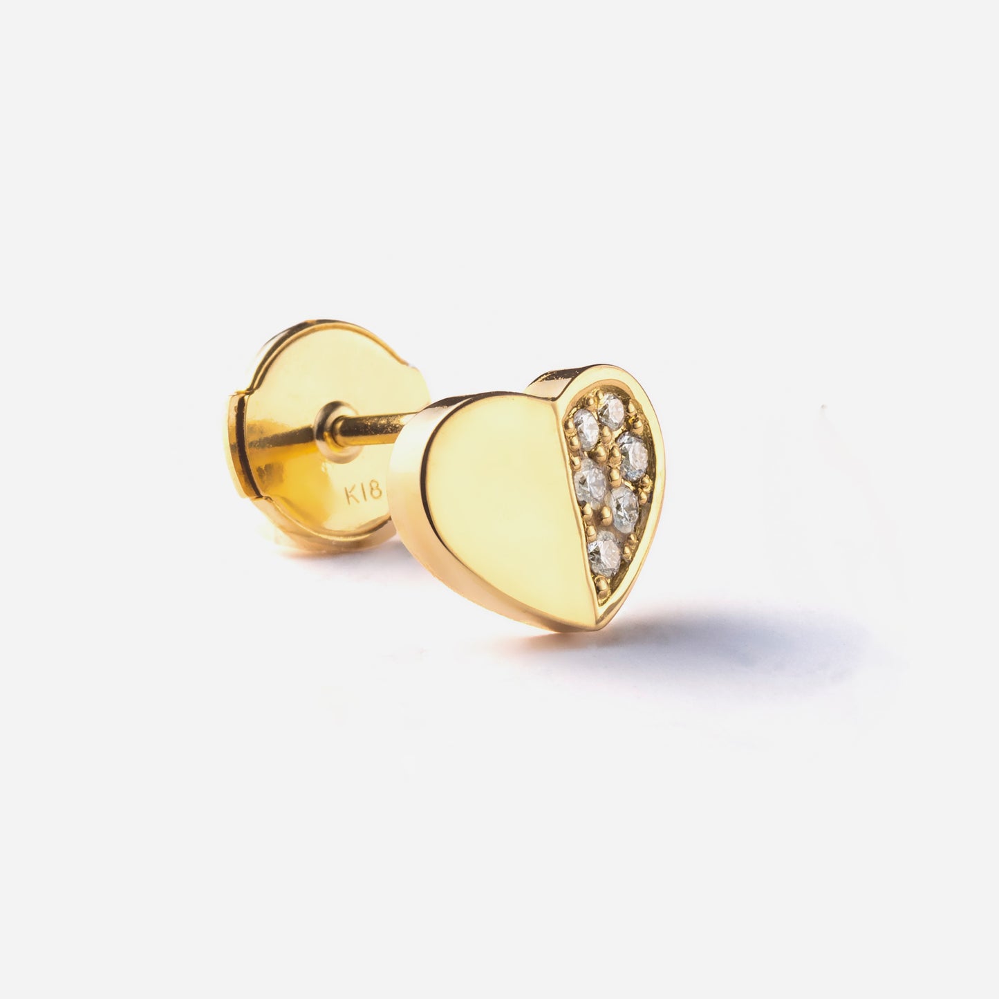 refined legacy collection / folded heart pave diamond earring medium single K18YG