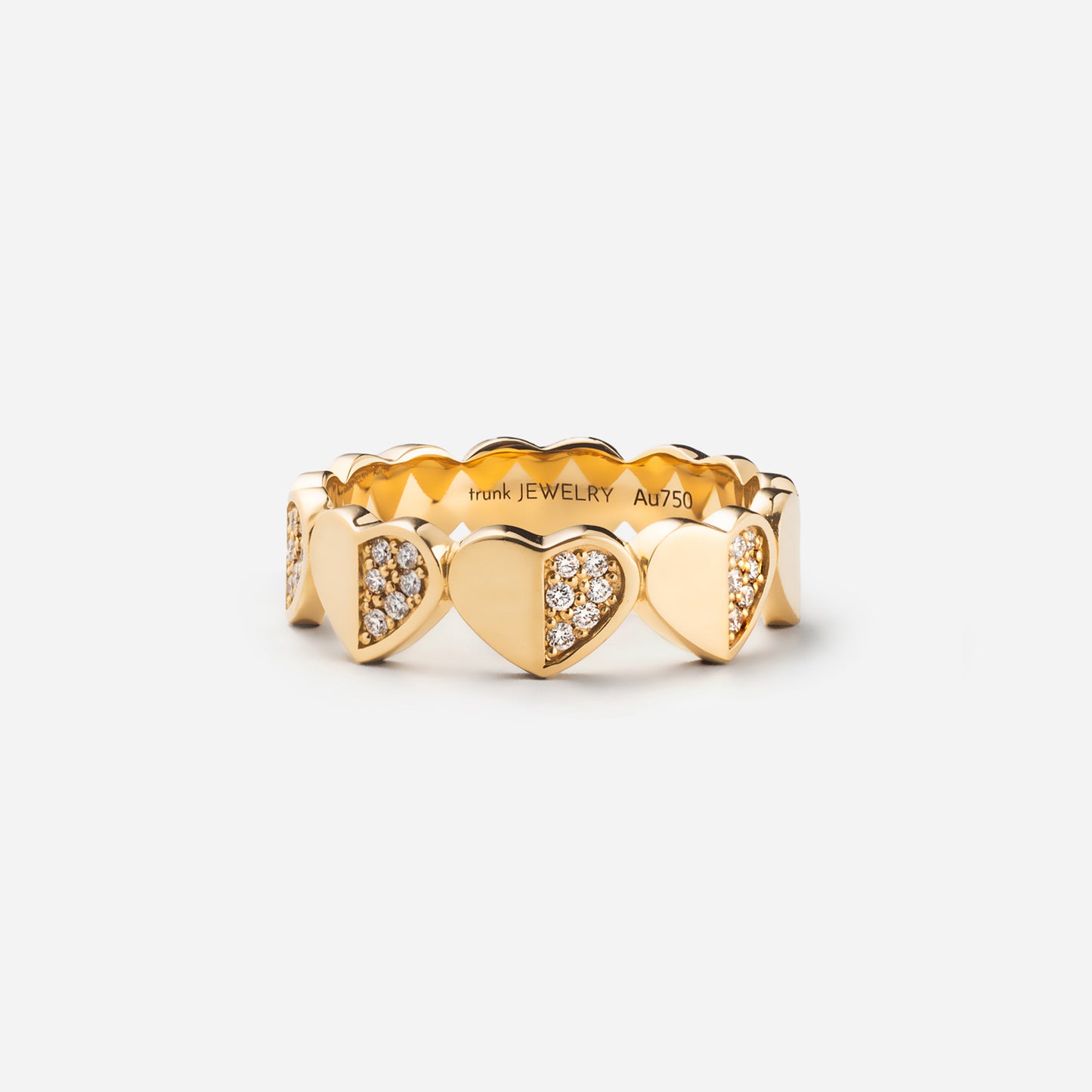 refined legacy collection / folded heart pave diamond eternity ring K18YG