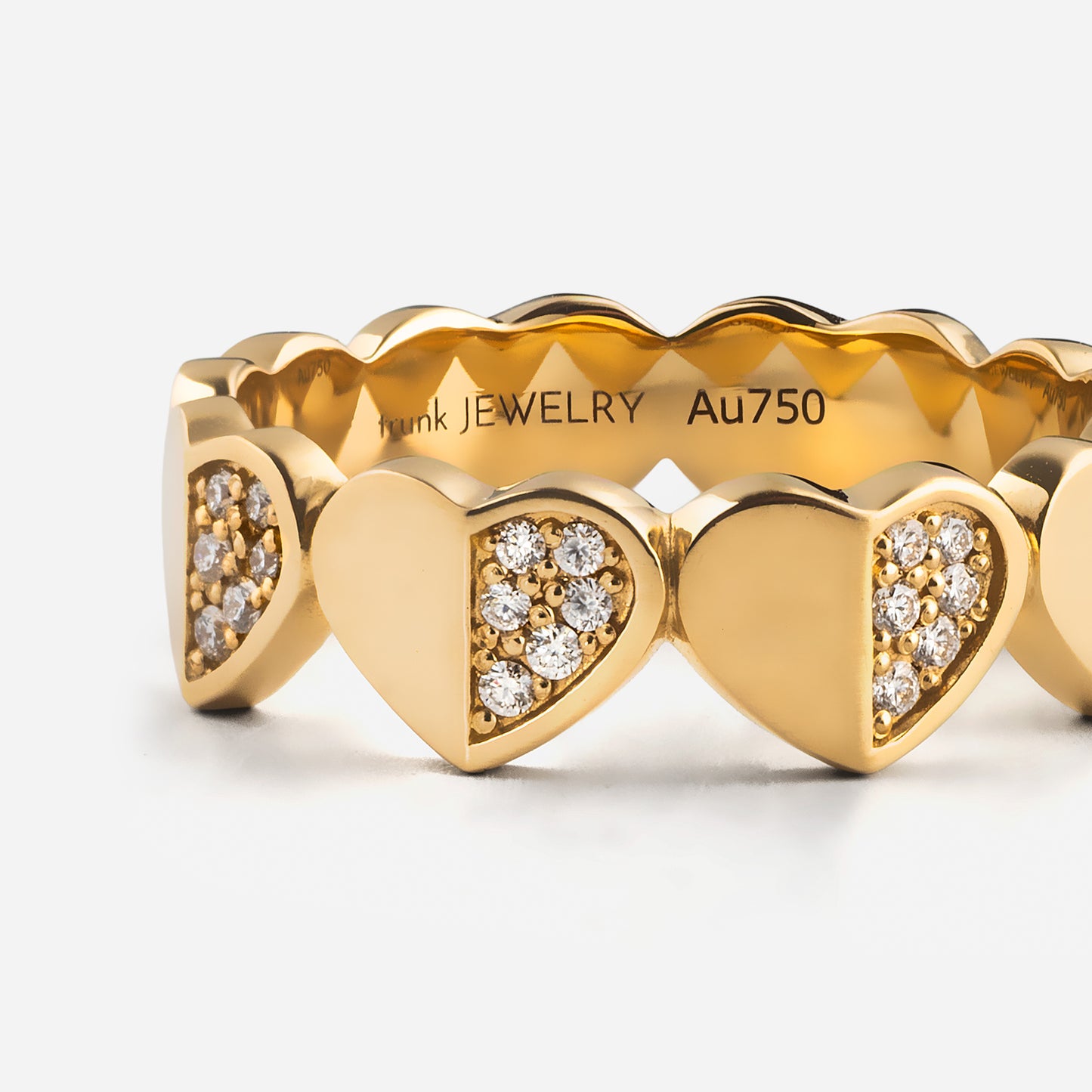 refined legacy collection / folded heart pave diamond eternity ring K18YG