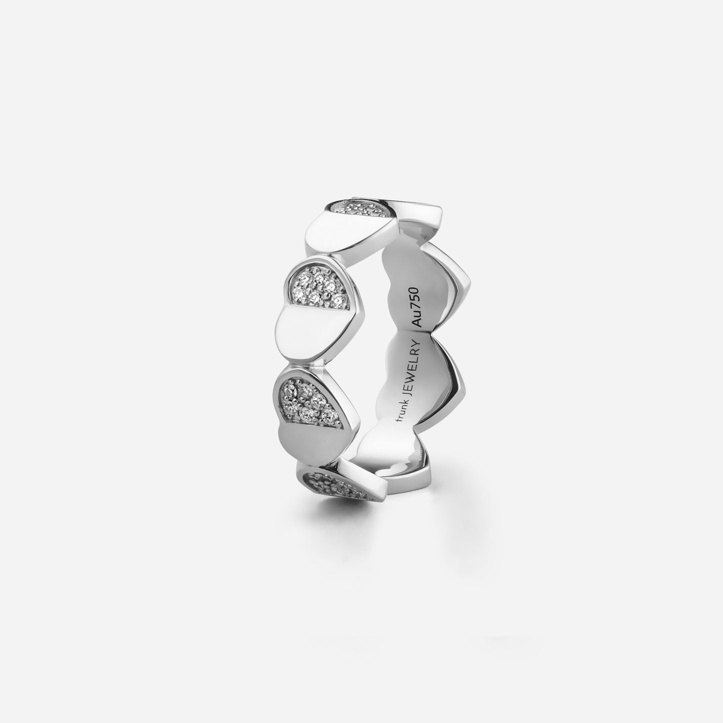refined legacy collection / folded heart pave diamond eternity ring K18WG