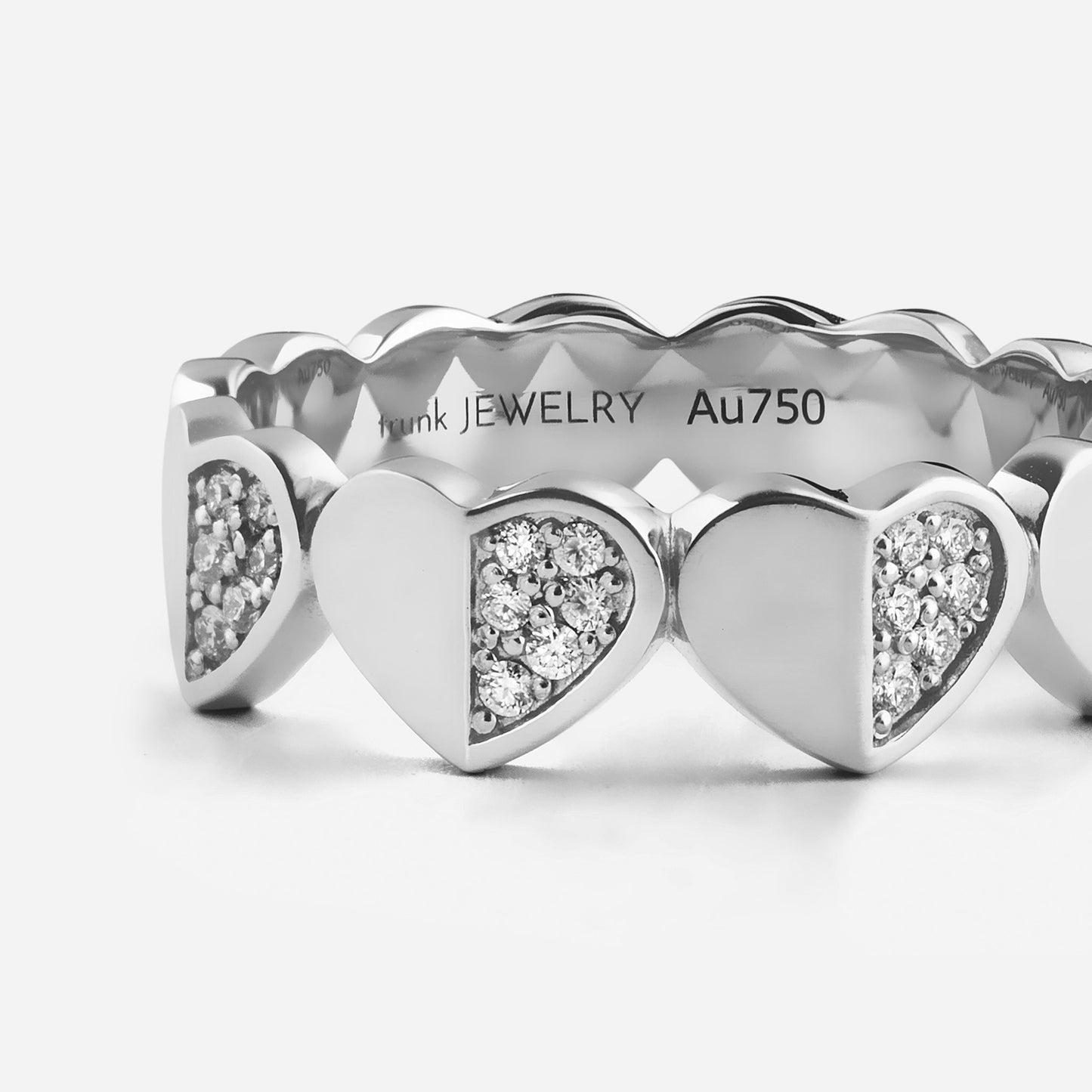 refined legacy collection / folded heart pave diamond eternity ring K18WG