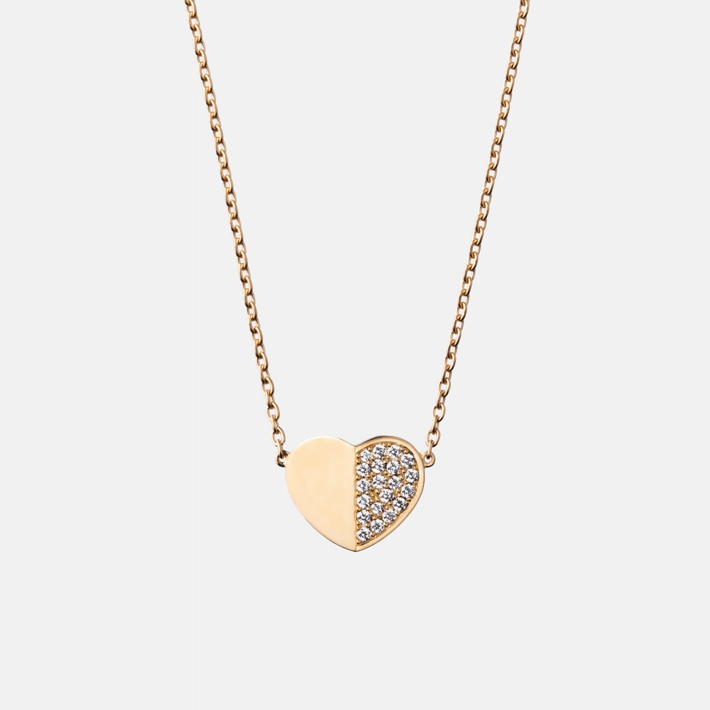 refined legacy collection / folded heart pave diamond necklace large K18YG