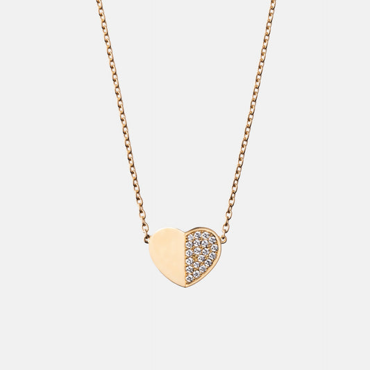 refined legacy collection / folded heart pave diamond necklace large K18YG