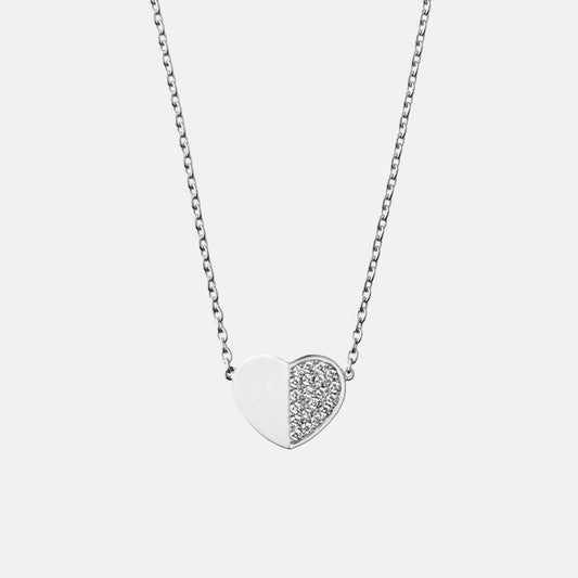 refined legacy collection / folded heart pave diamond necklace large K18WG