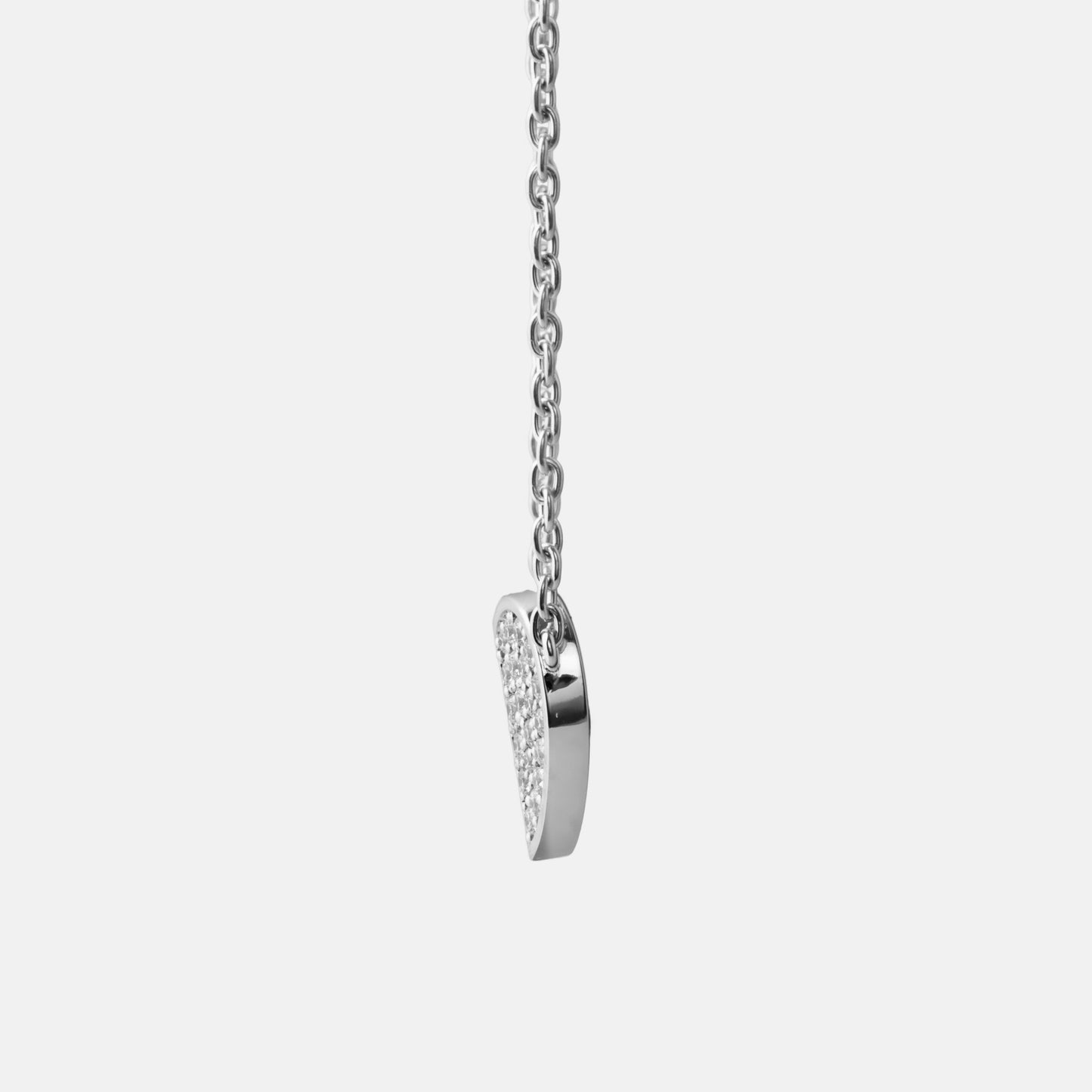refined legacy collection / folded heart pave diamond necklace large K18WG