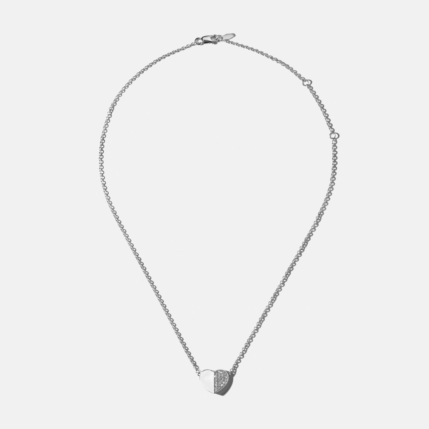refined legacy collection / folded heart pave diamond necklace large K18WG